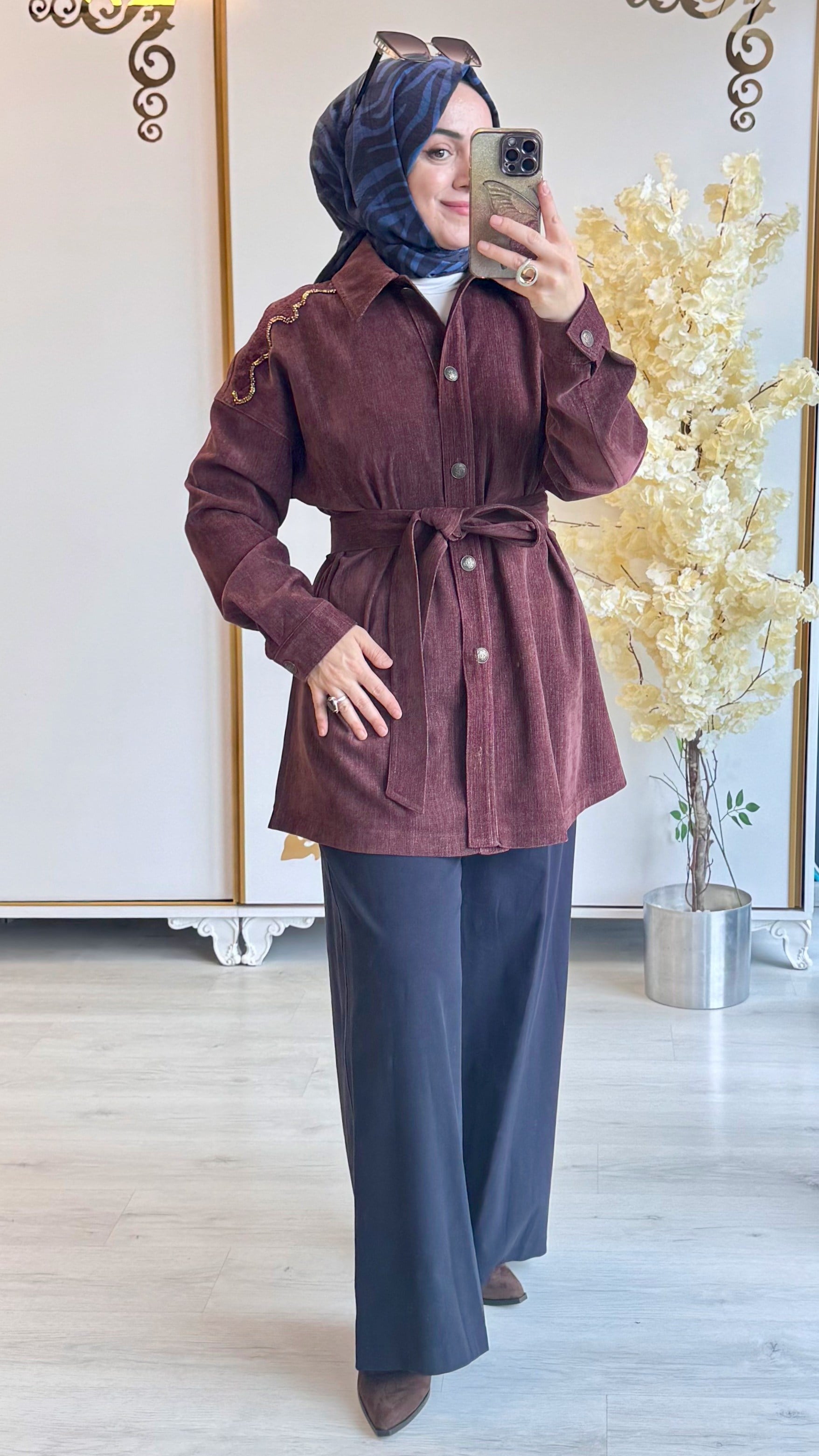 Nurcan Çetin - Kadife Ceket Mürdüm - 1418