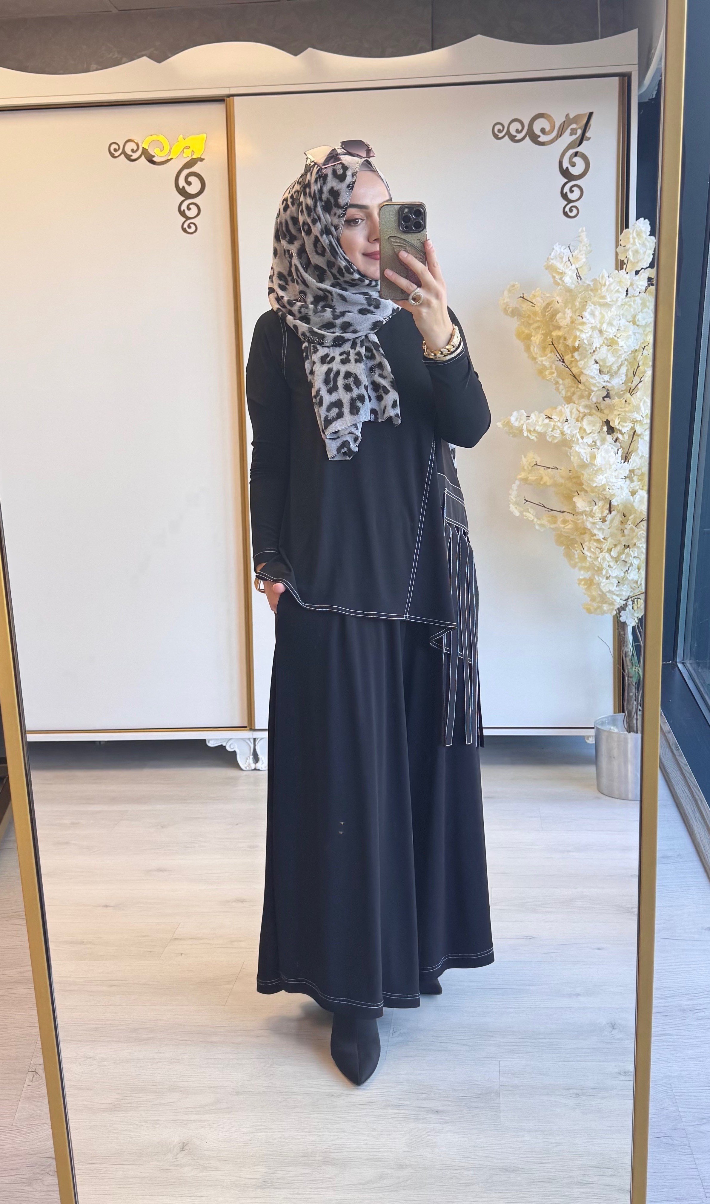 Nurcan Çetin - Pantolon Etekli Takım Siyah