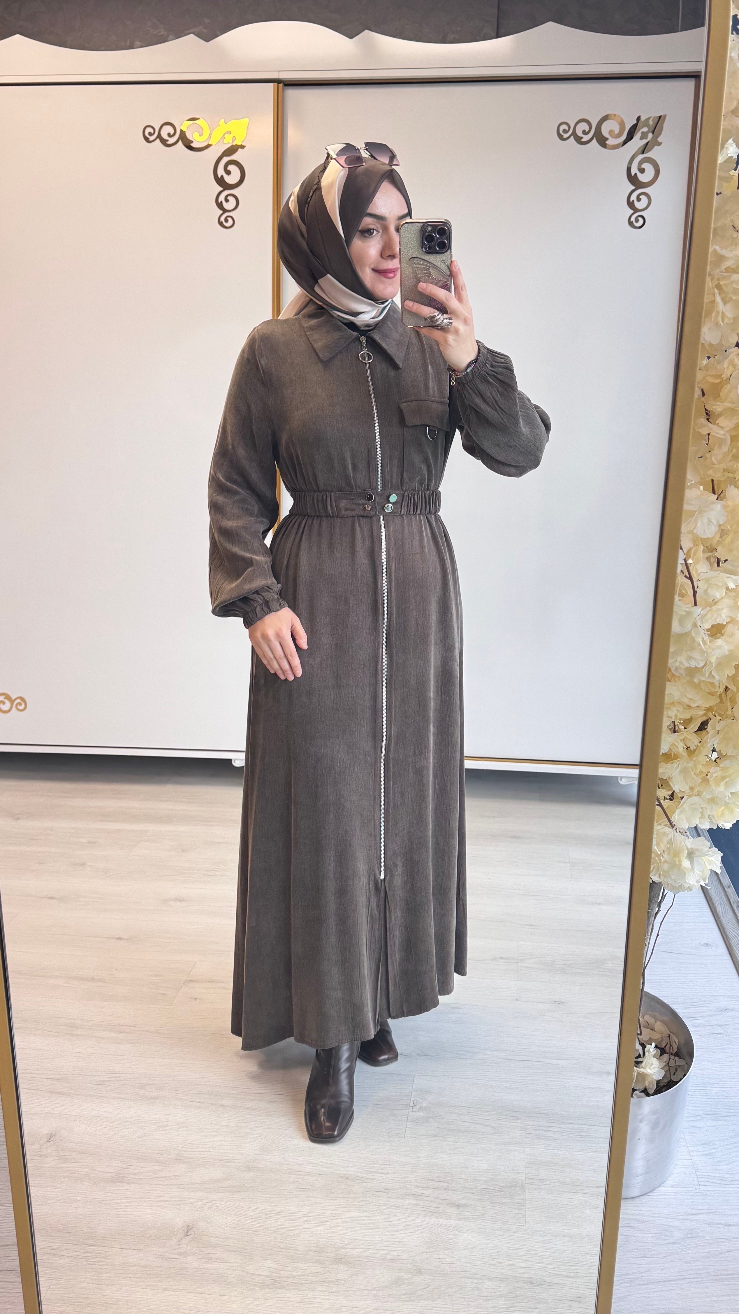 Qupra Elbise Kahverengi