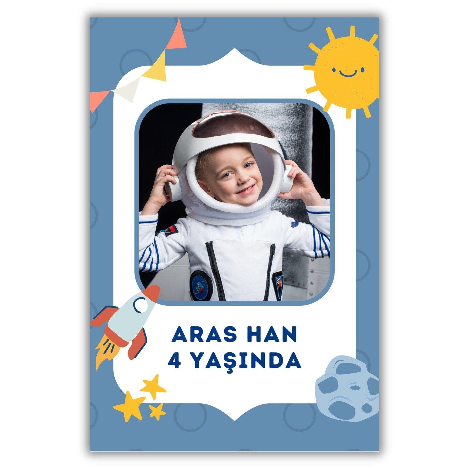 Astronot Temalı Kalın Doğum Günü Magneti