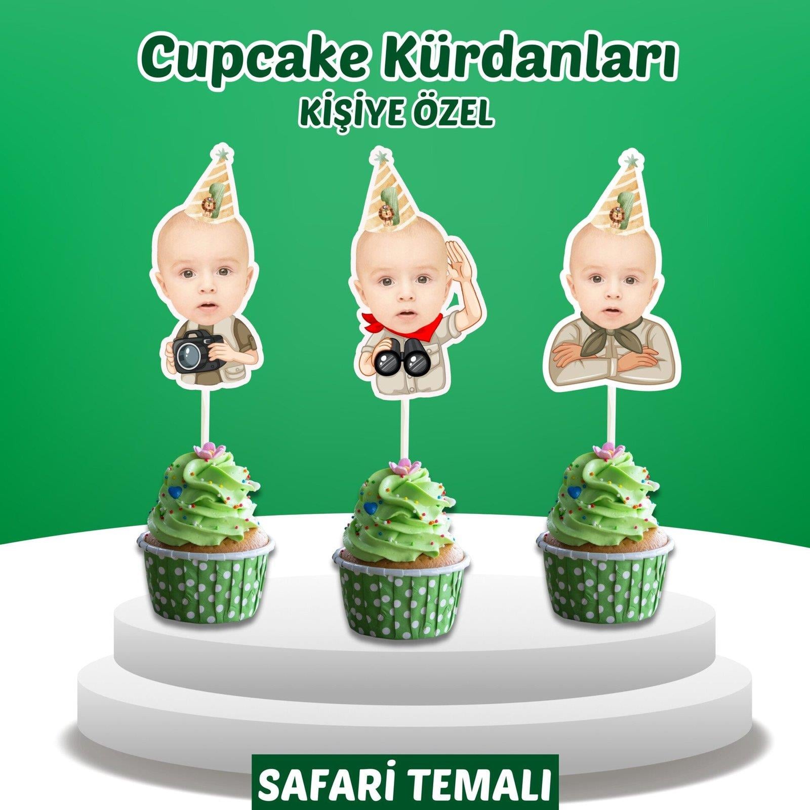 Resimli Cupcake Kürdanı - Safari Temalı