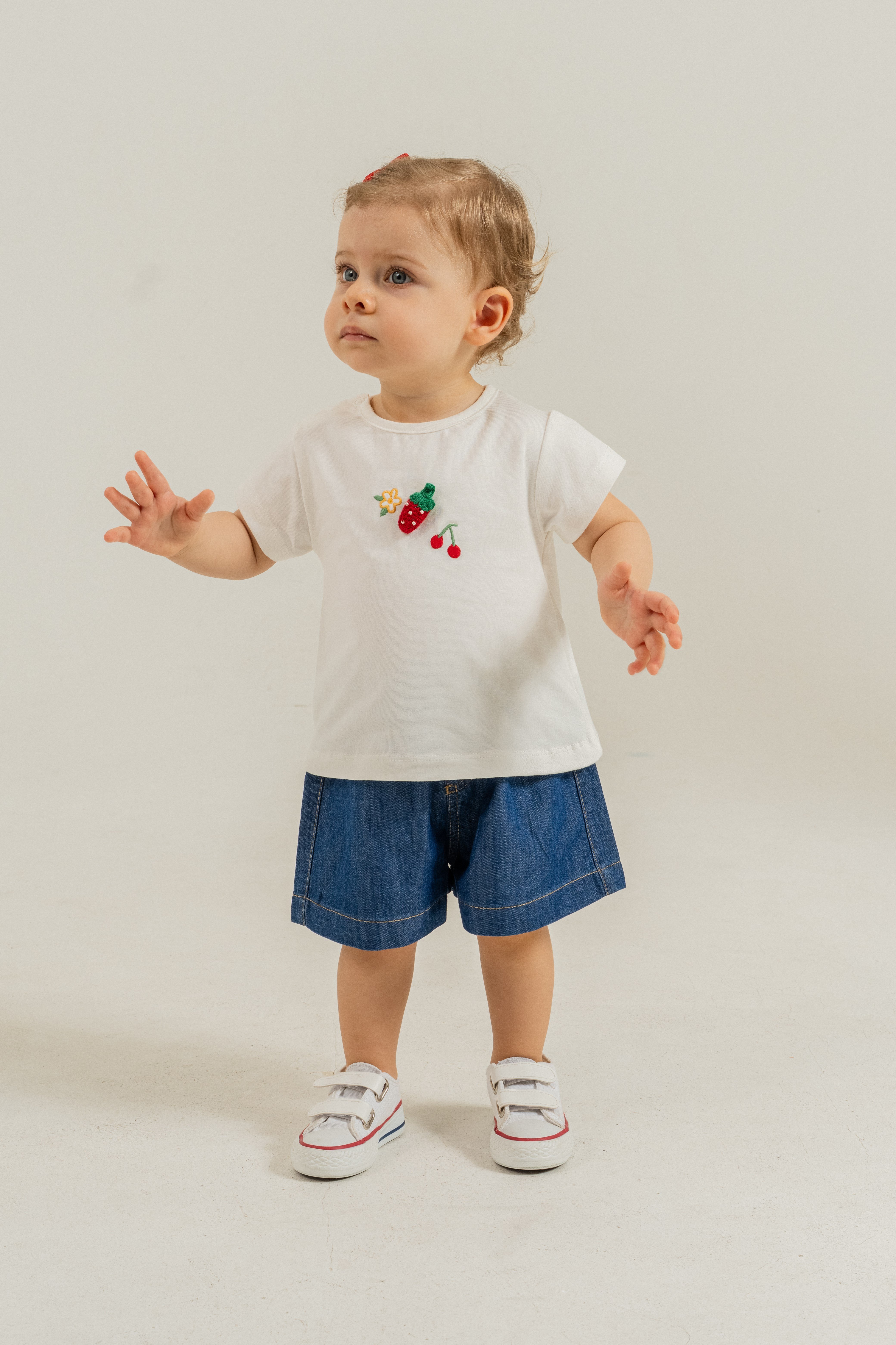 Tuffy Kız Bebek Kot+Dokuma İkili Takım-3366 