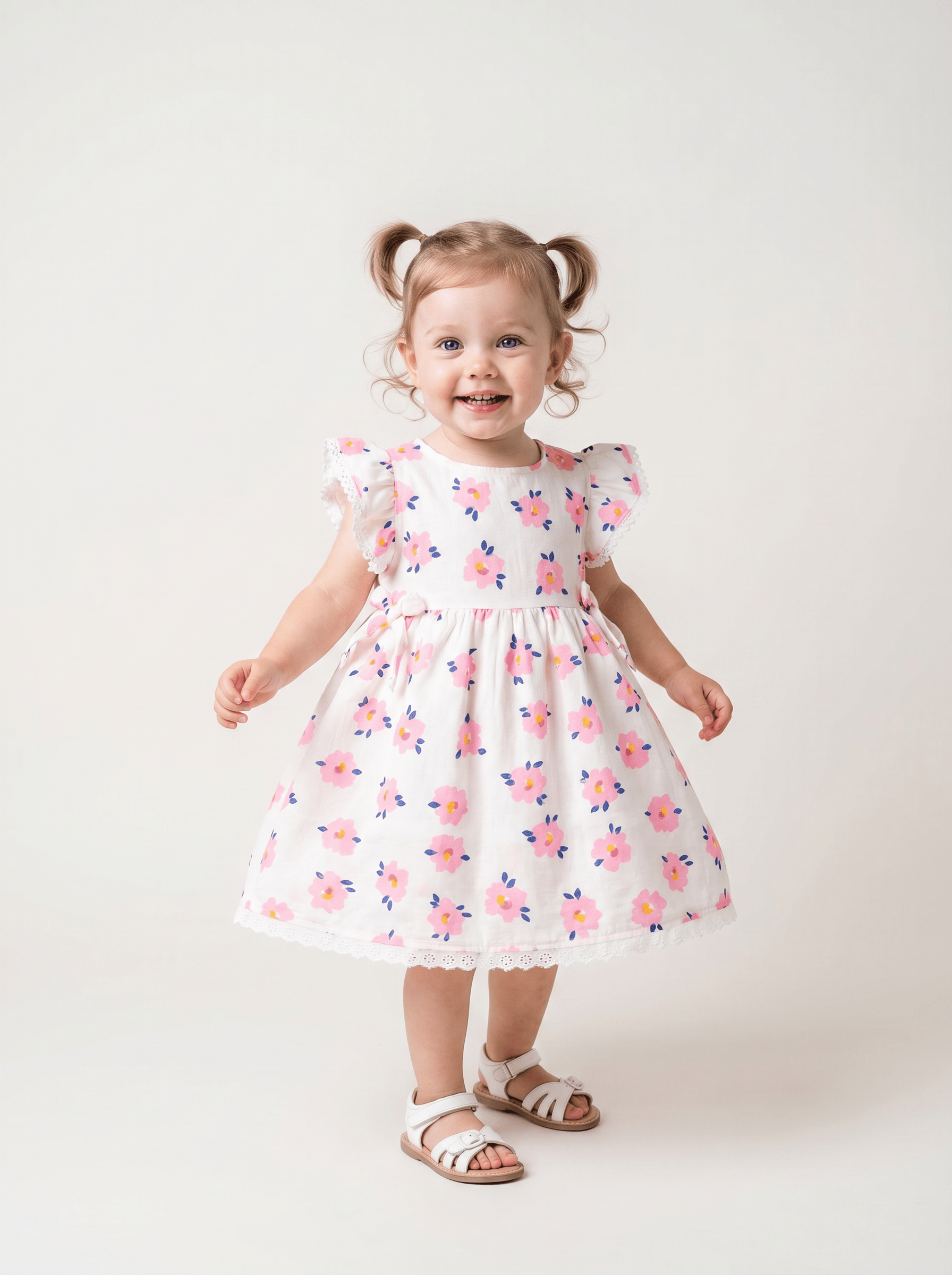 Tuffy Kız Bebek Müslin Kumaş Elbise-3356
