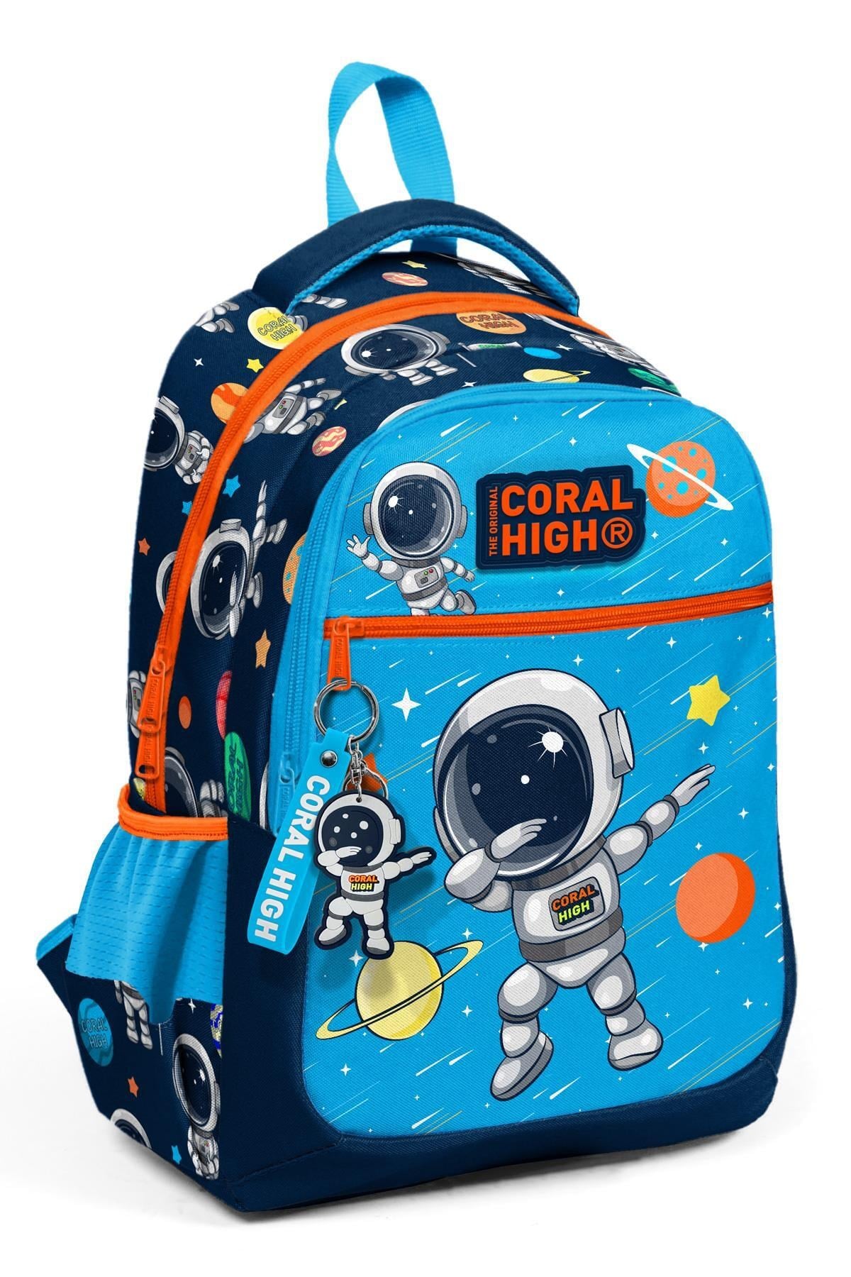 Coral High Kids Lacivert Mavi Astronot Desenli Üç Bölmeli Okul Sırt Çantası 23486