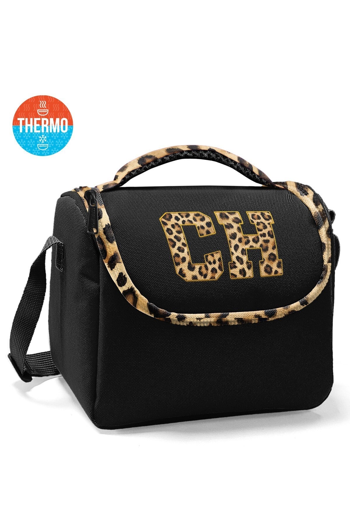 Coral High Kids Siyah Leopar CH Harf Desenli Thermo Beslenme Çantası 37128