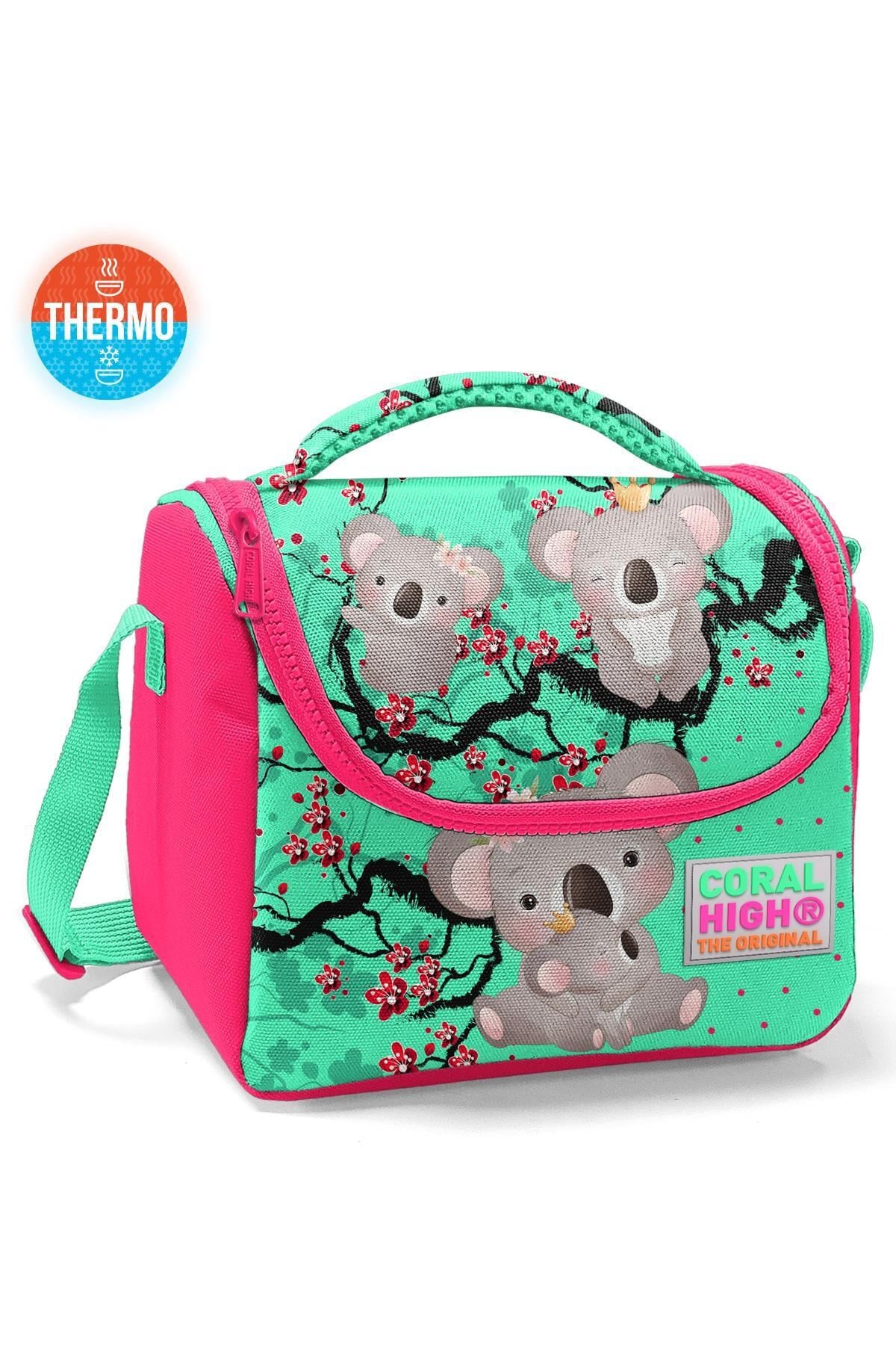 Coral High Kids Su Yeşili Neon Mercan Koala Desenli Thermo Beslenme Çantası 11713