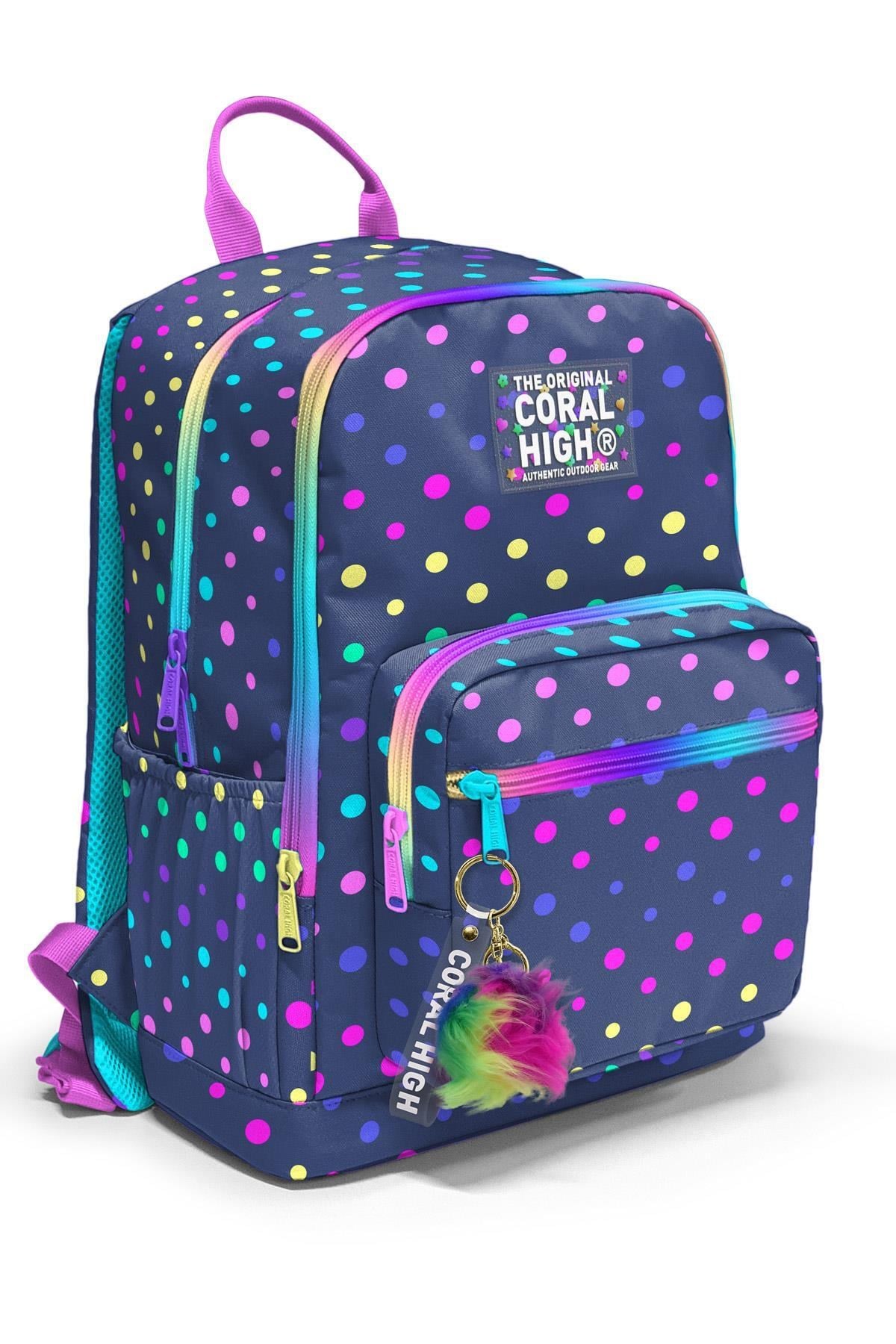 Coral High Lacivert Renkli Puantiyeli Okul Sırt Çantası 23672