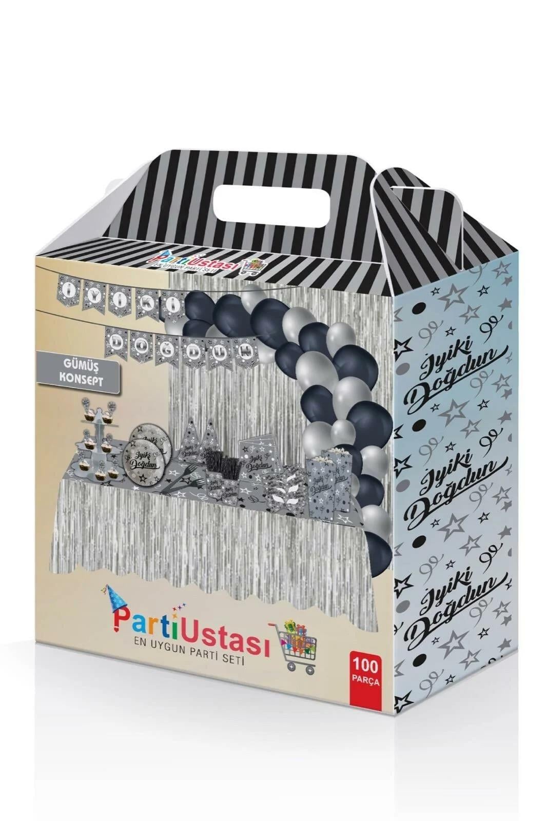 İYİ Kİ DOĞDUN PARTİ SETİ – SİLVER/GÜMÜŞ TEMALI 100 PARÇALI 8 KİŞİLİK
