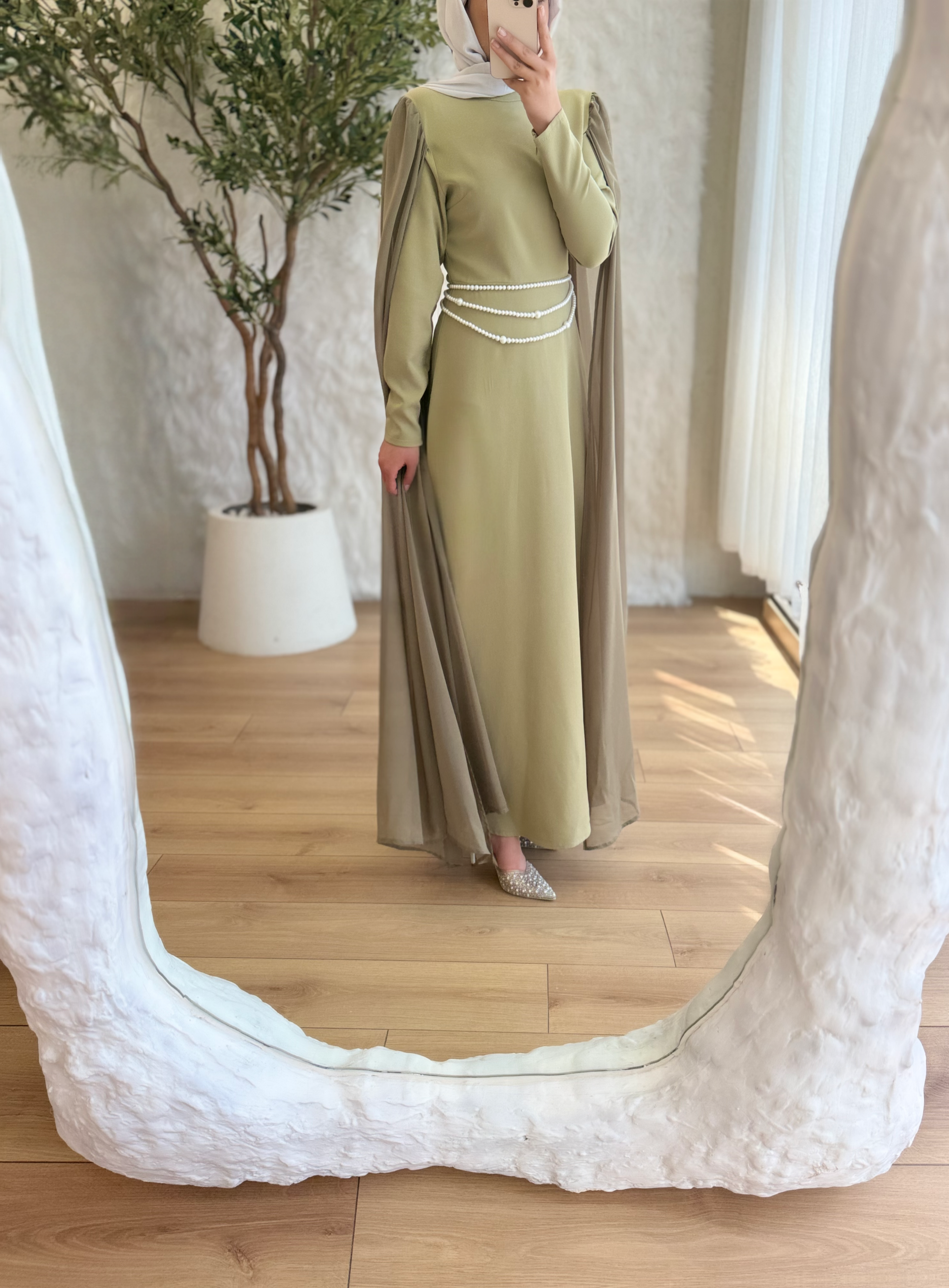 Chic Çift Pelerin Elbise