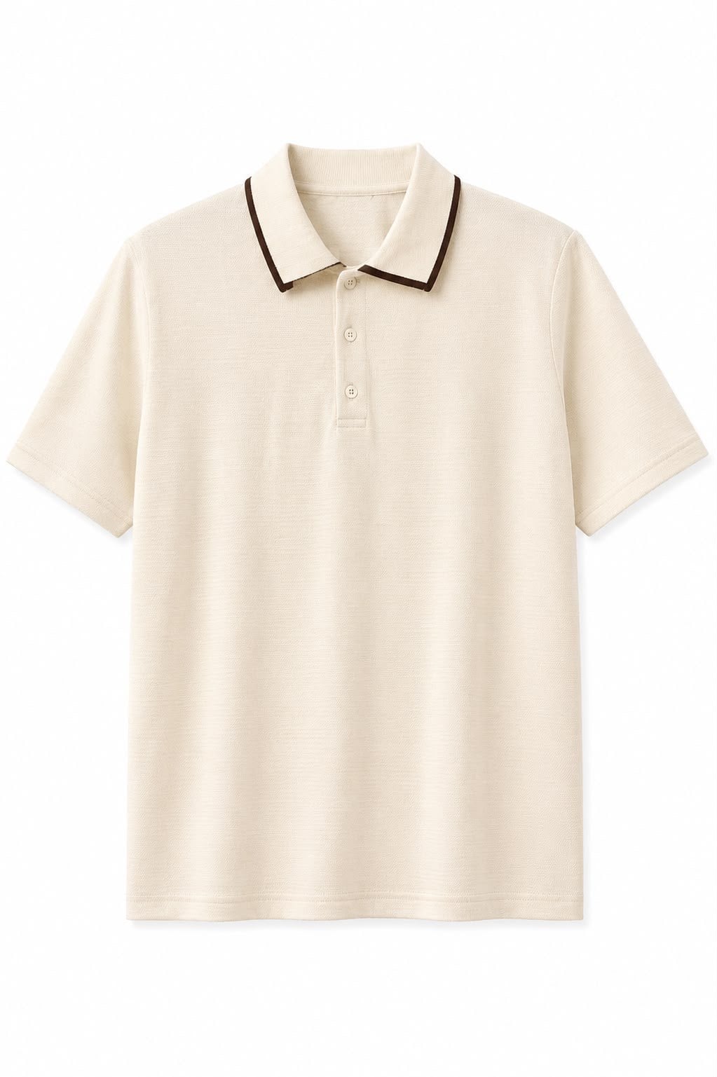 Bej Kahve Çizgi Detaylı Polo Yaka T-shirt