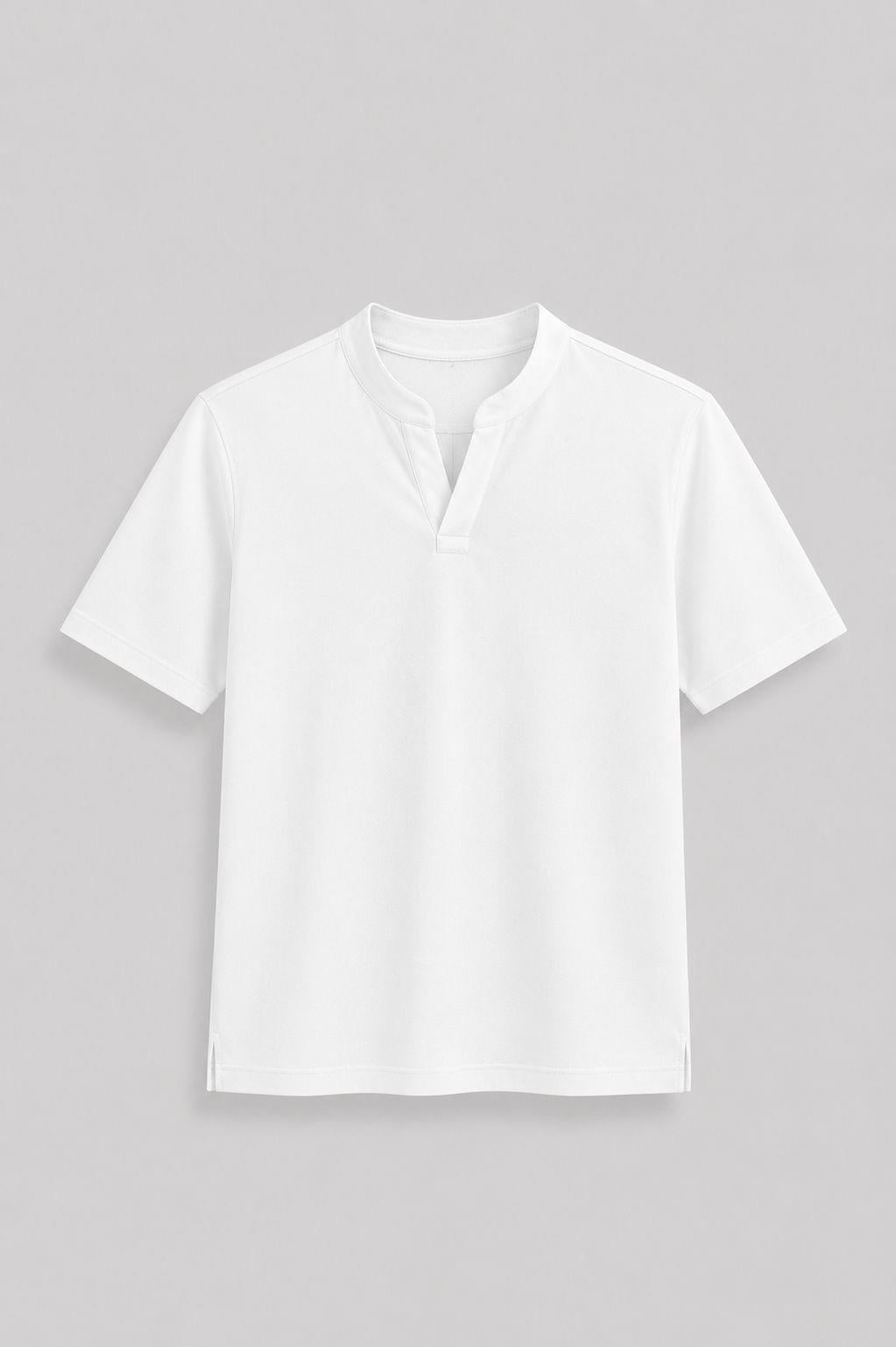 Beyaz Hakim Yaka T-Shirt