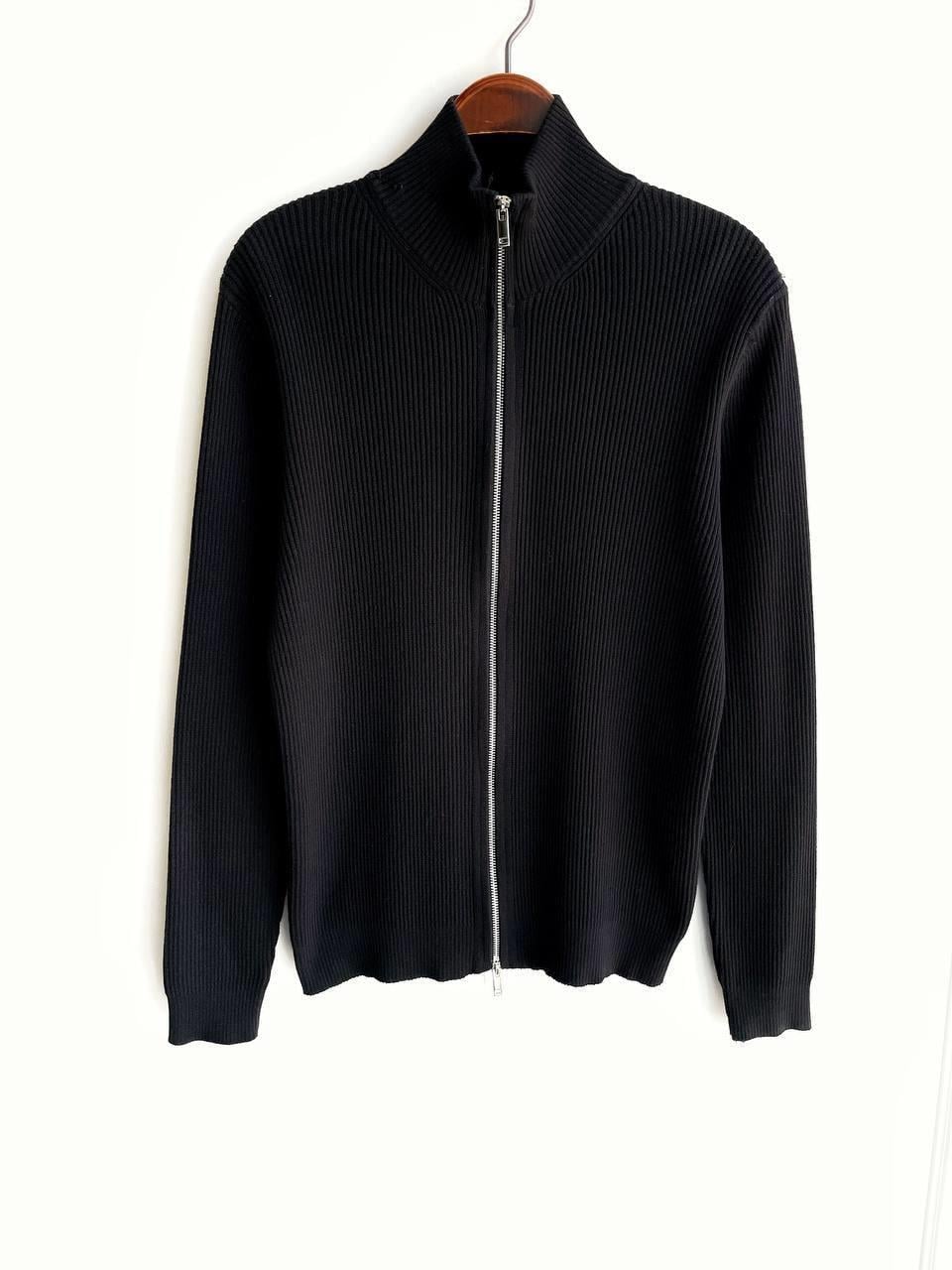 Çift Fermuar Örme Triko Siyah