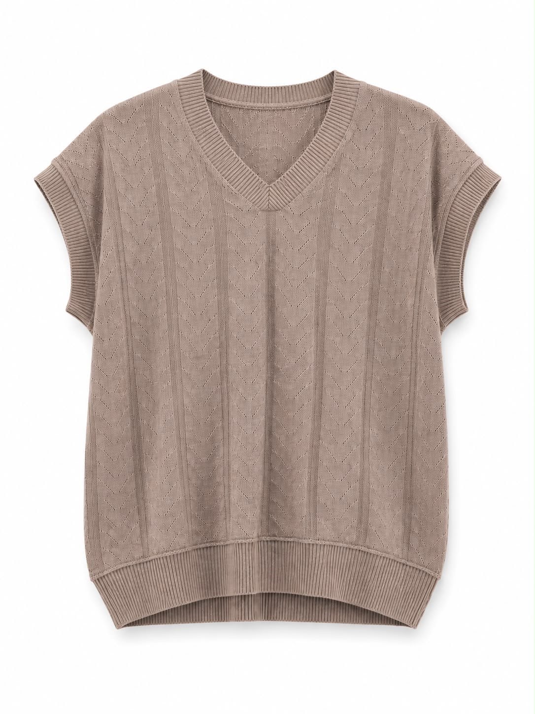 Desenli Oversize Süveter Kahverengi