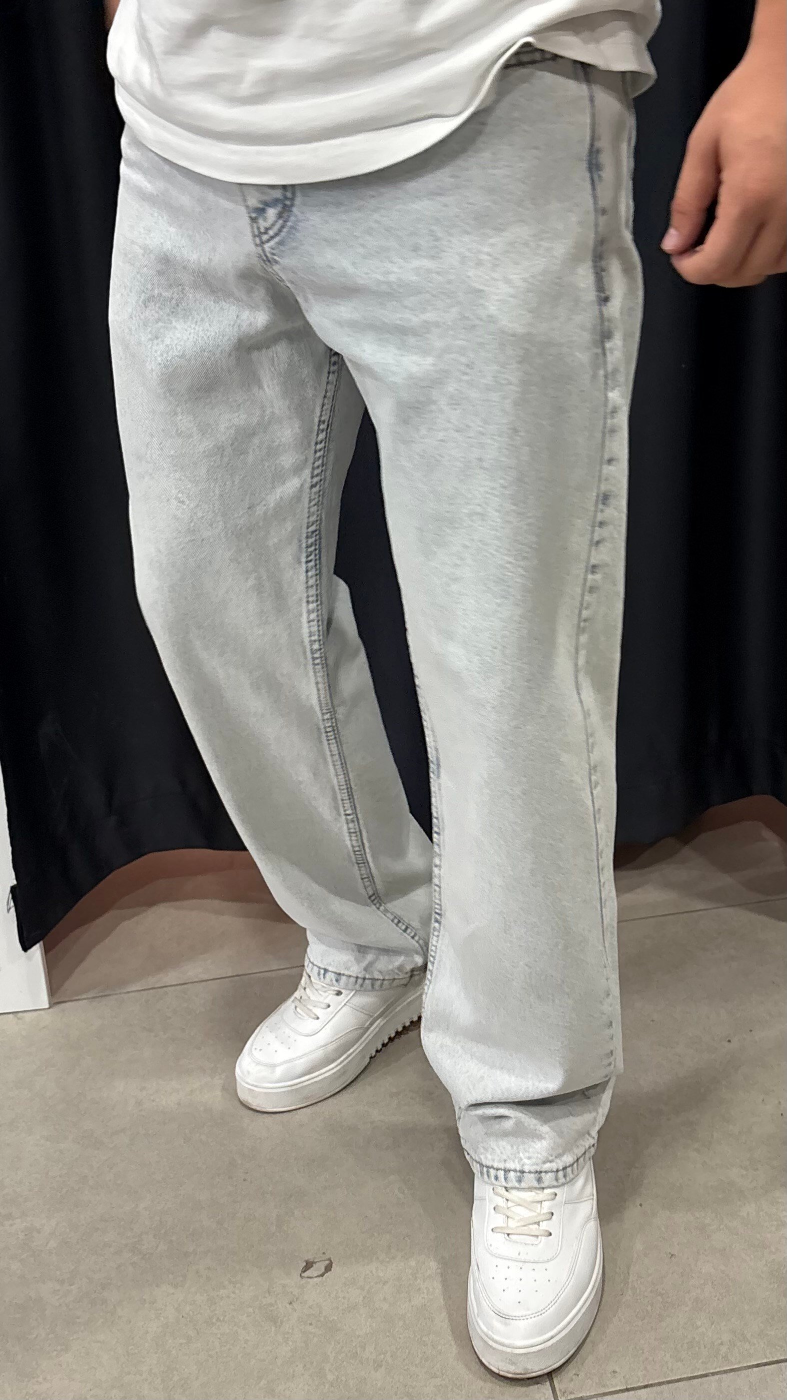 Erkek Baggy Fit Kot Pantolon Mavi