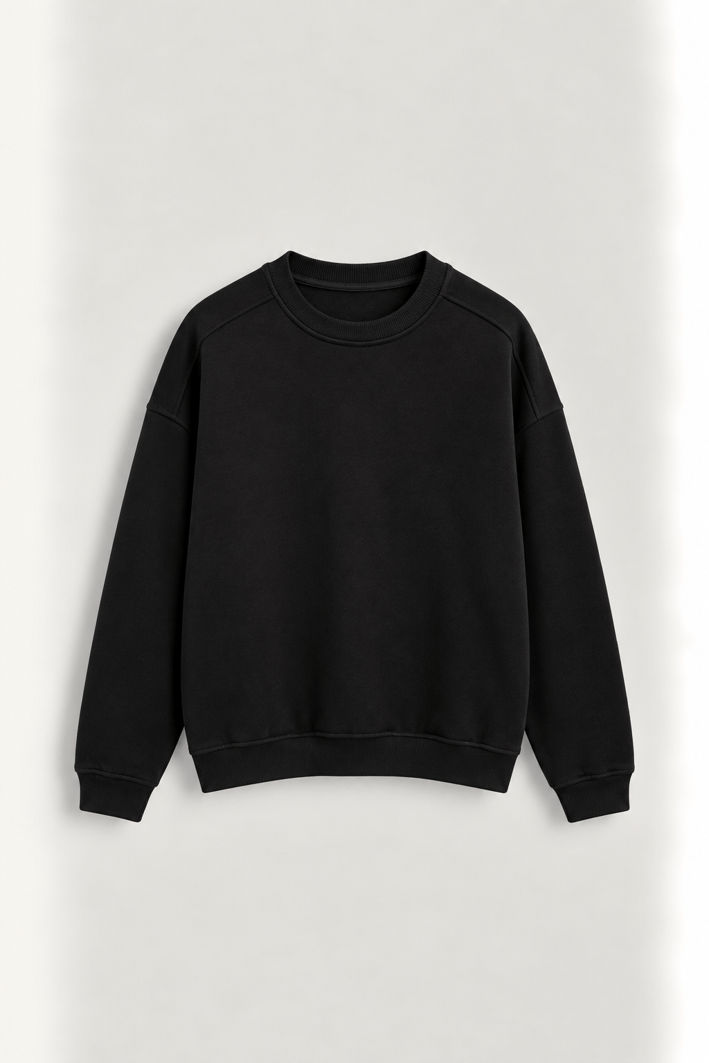 Erkek Oversize Boxy Fit Basic Sweatshirt Siyah