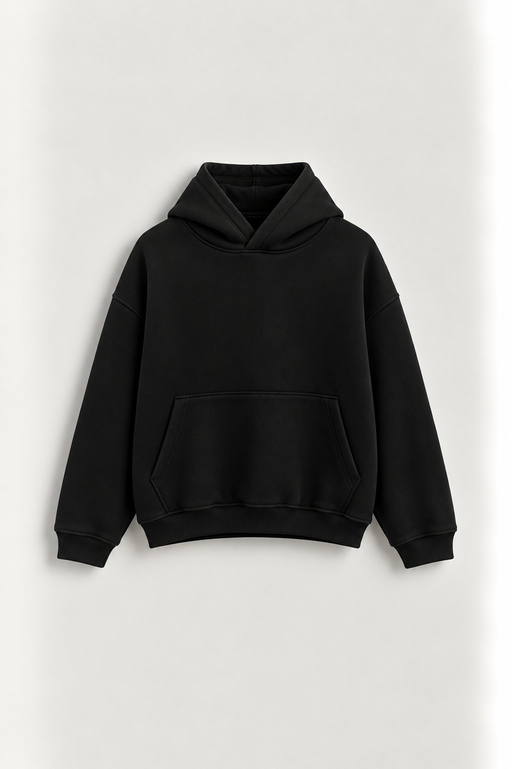 Erkek Oversize Kapüşonlu Basic Sweatshirt Siyah