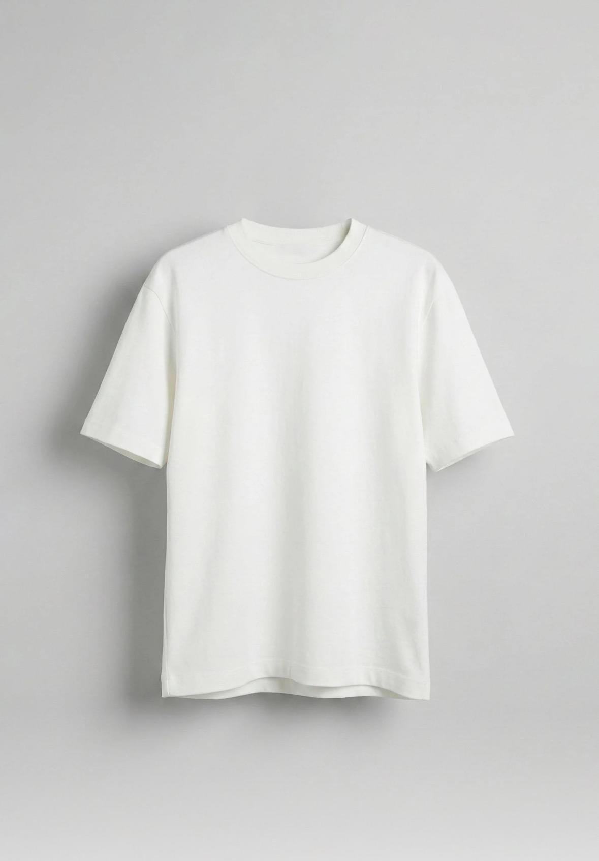Erkek Oversize Premium Kumaş Basic T-Shirt Beyaz