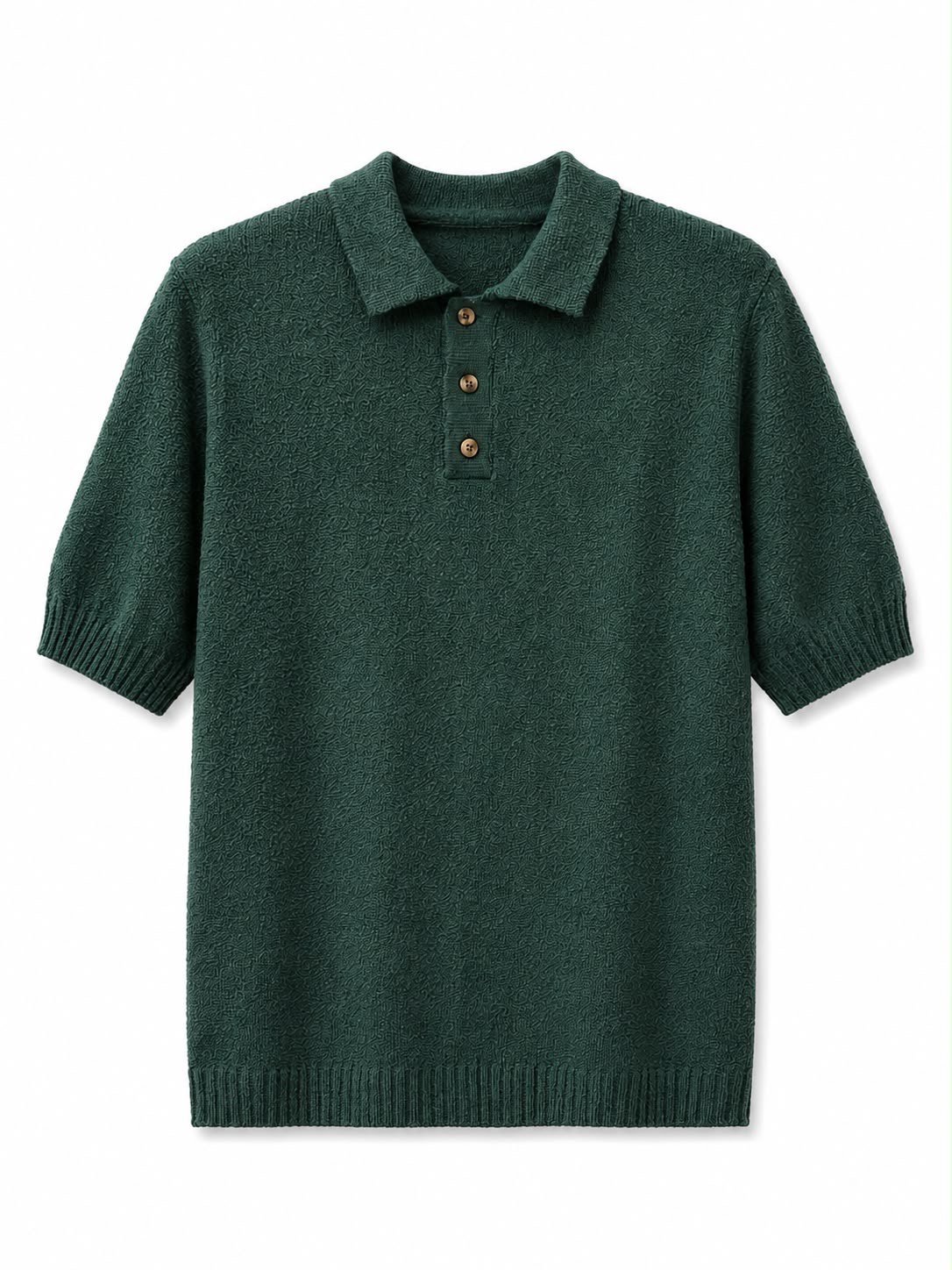 Erkek Relaxed Fit Polo Yaka Triko T-Shirt Yeşil