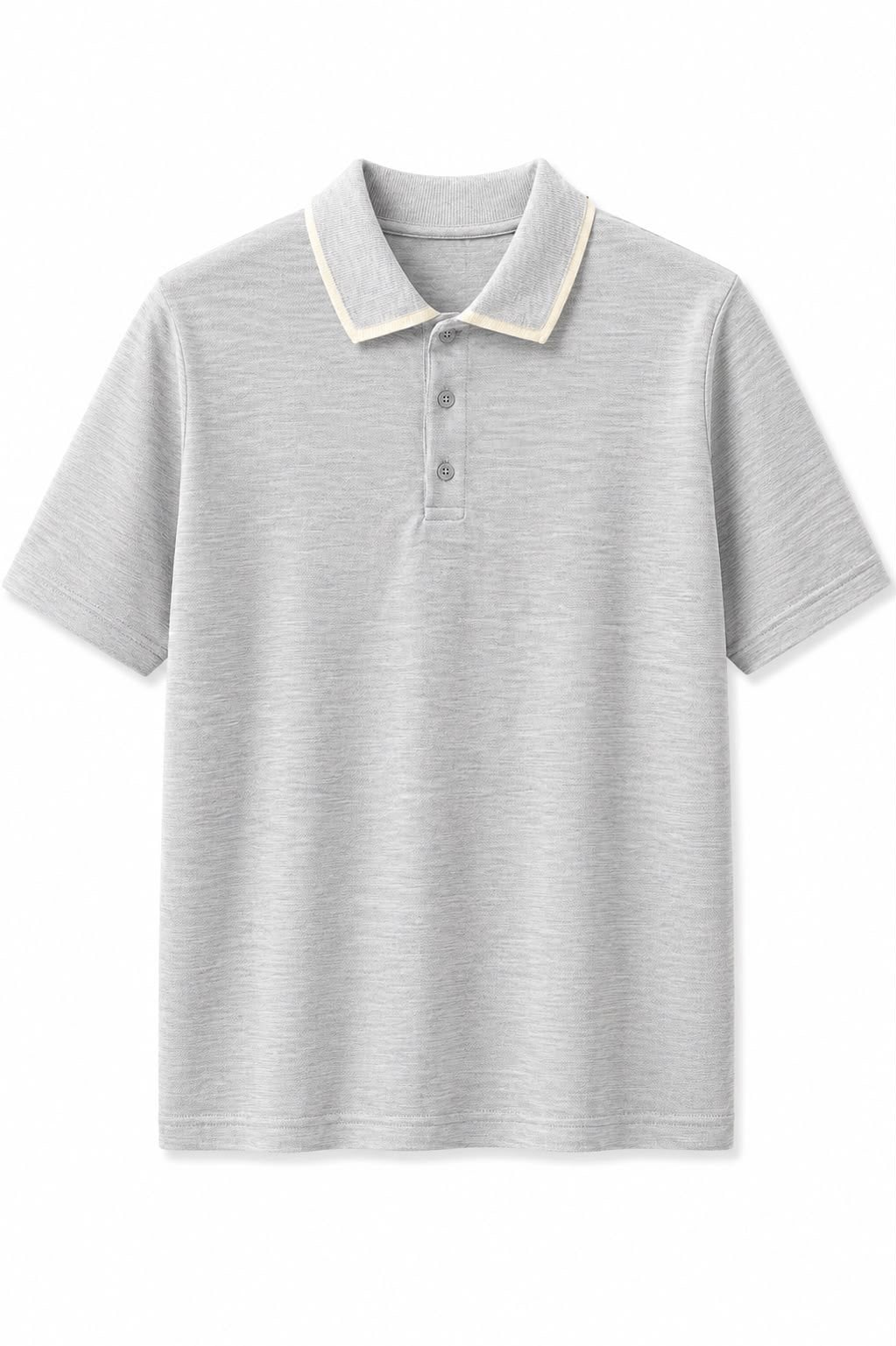 Gri Bej Çizgi Detaylı Polo Yaka T-shirt