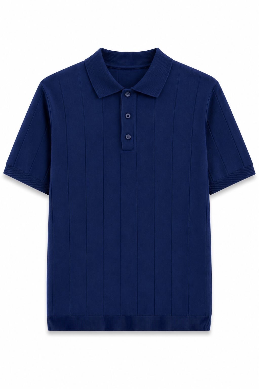 Regular Fit Örme Triko Polo Yaka T-Shirt Lacivert