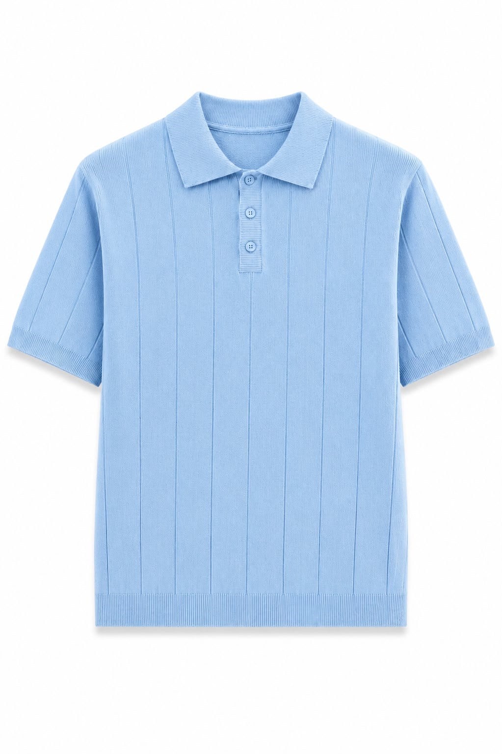 Regular Fit Örme Triko Polo Yaka T-Shirt Bebe Mavi