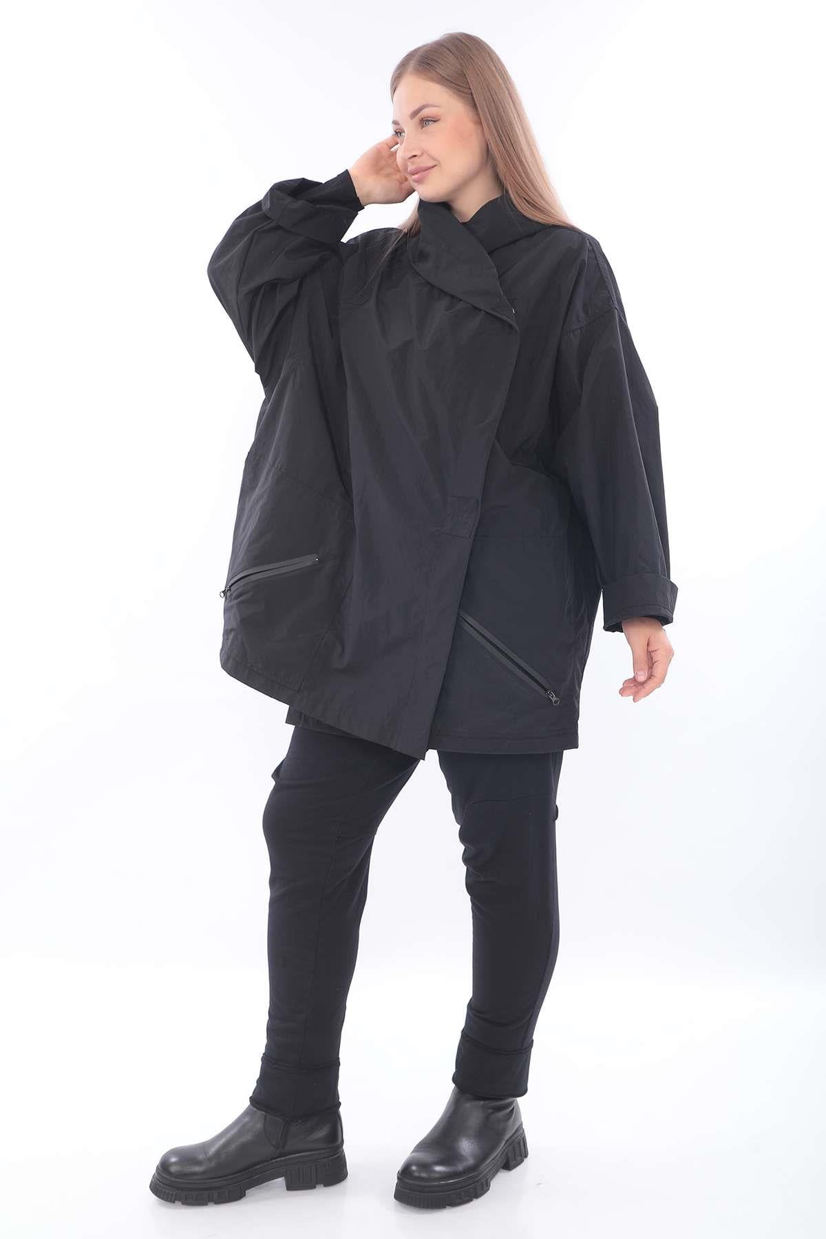 Black Oversize Polyester Jacket