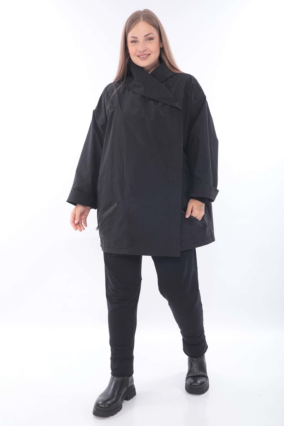 Black Oversize Polyester Jacket