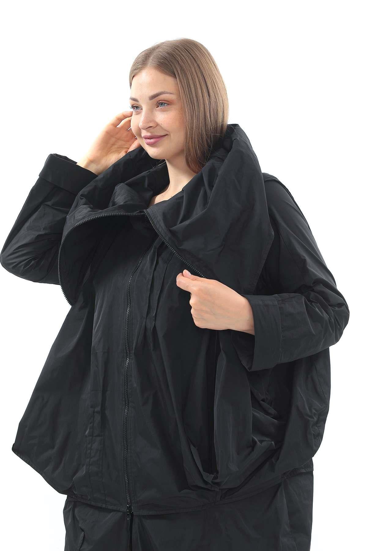 Black Oversize Polyester Jacket