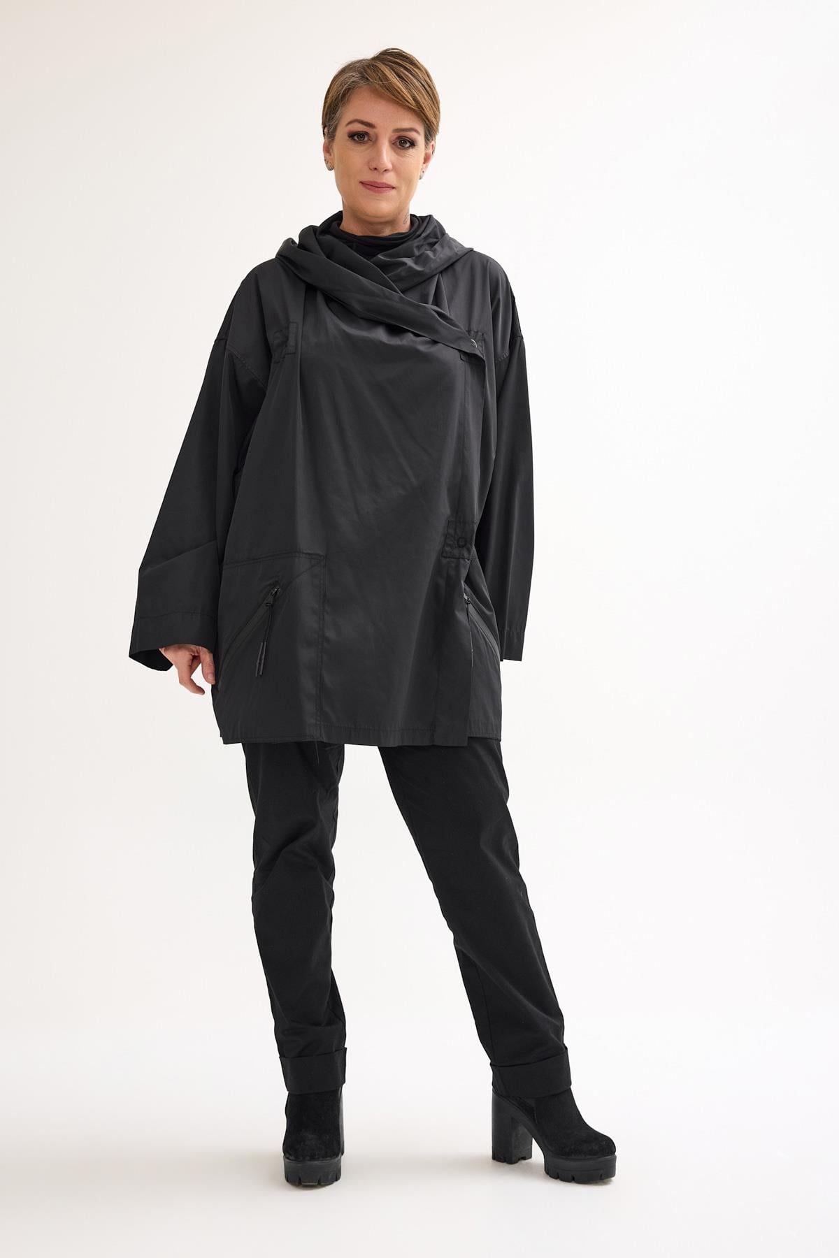 Black Oversize Polyester Jacket