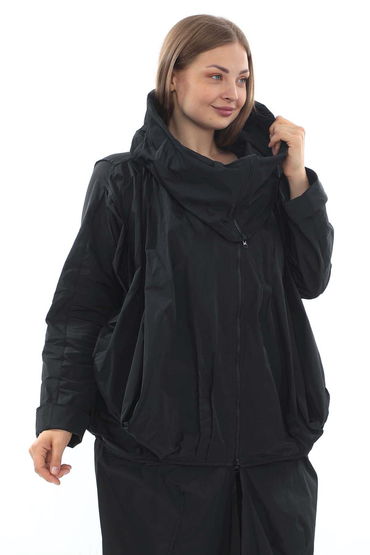 Black Oversize Polyester Jacket
