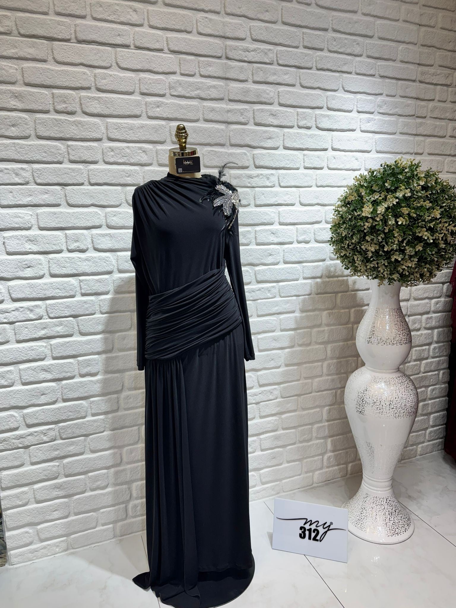My312 Omzu Taşlı Elbise