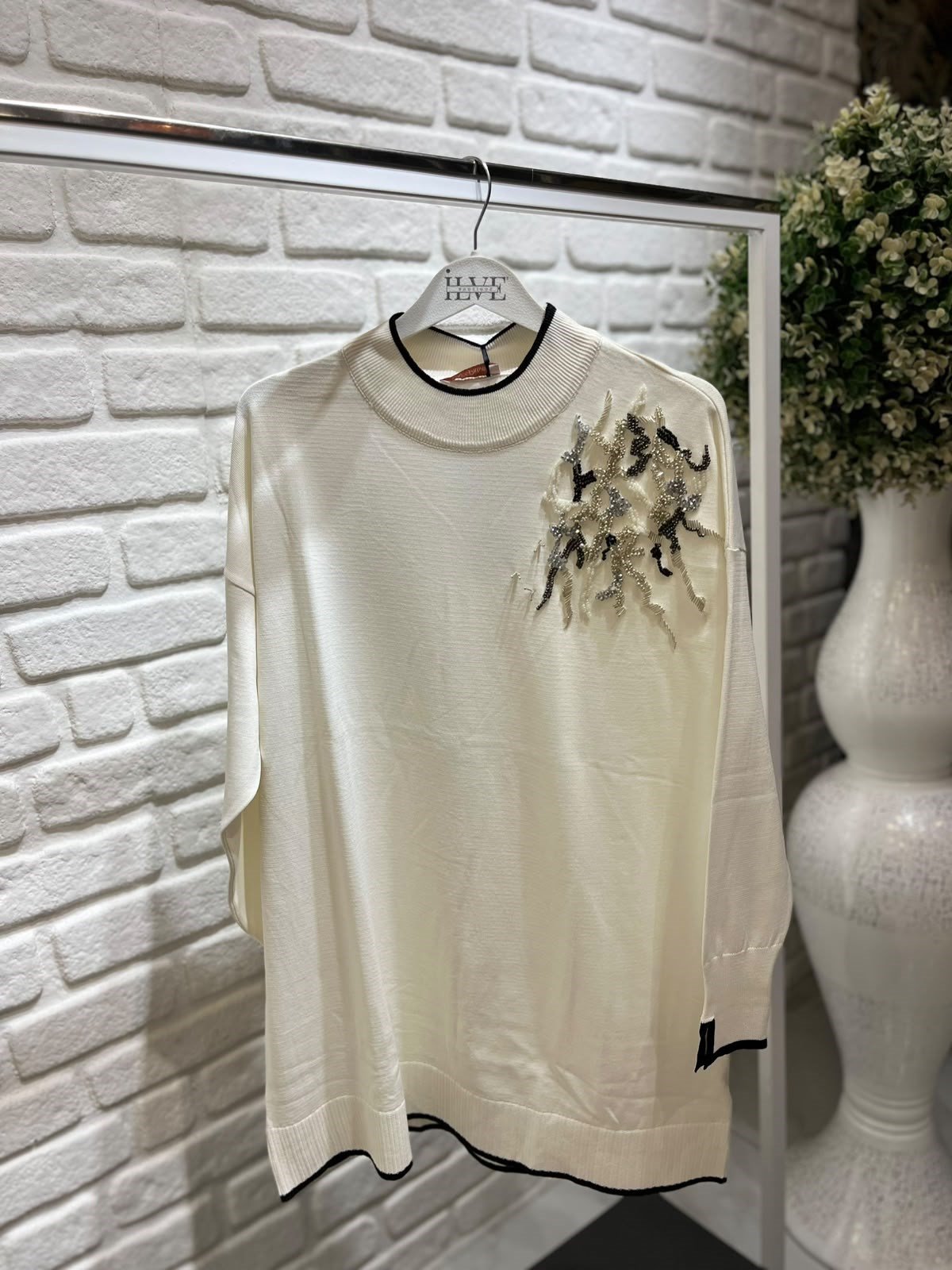 Nprive İşleme Detaylı Triko Tunik