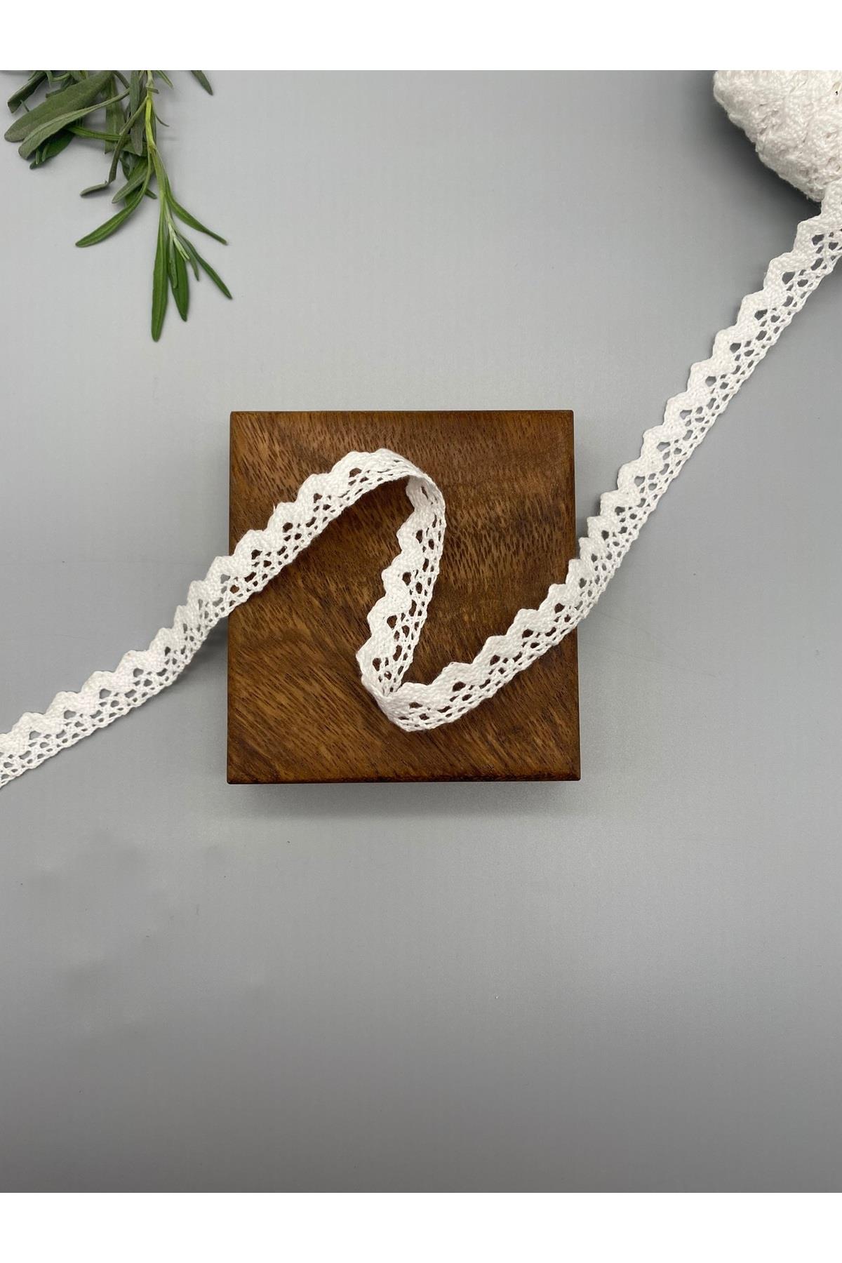 Beyaz Pamuk Dantel-Kopanaki Şerit 5 Metre, 1.7 cm Genişlik No:1023