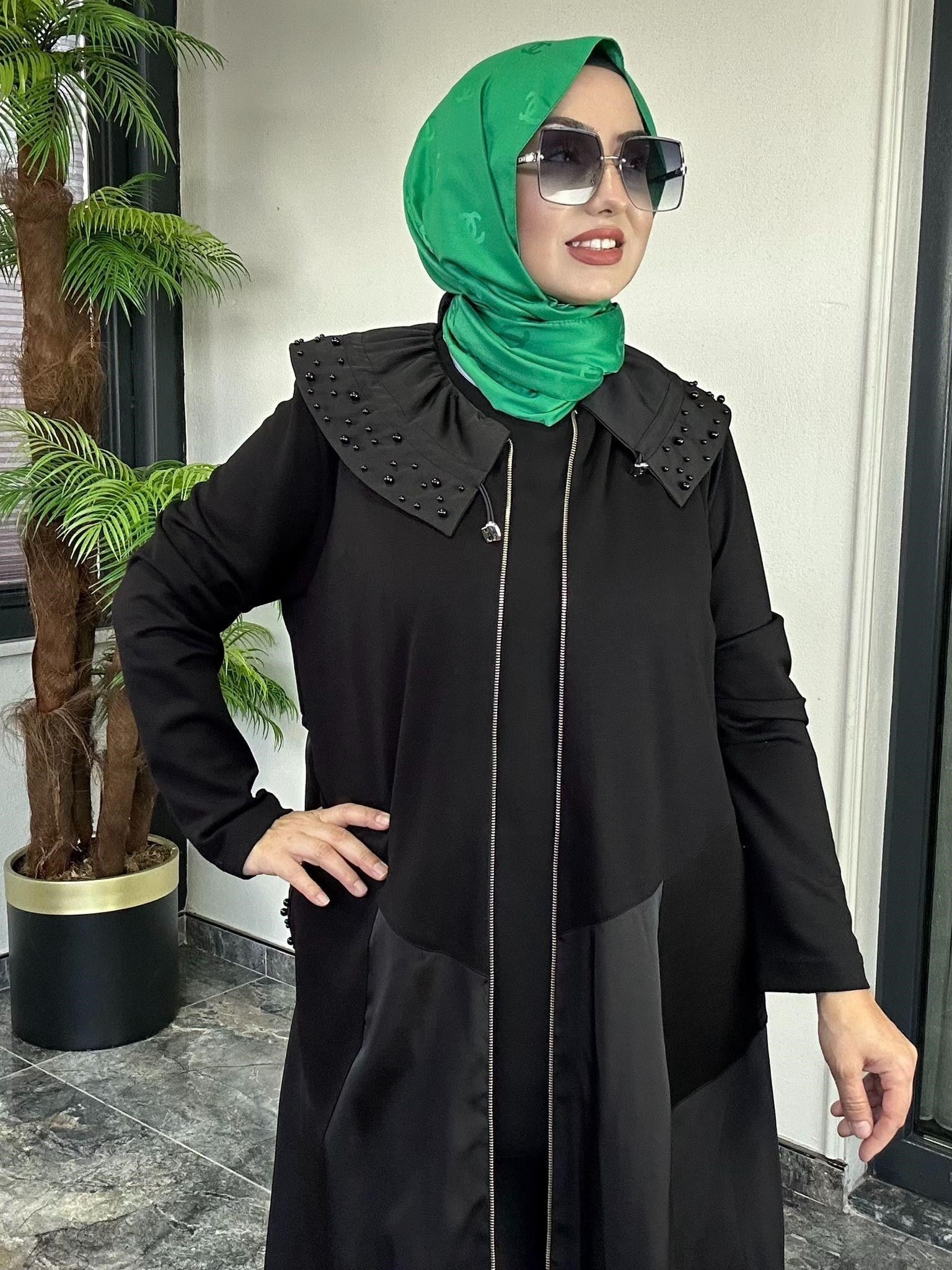 Bambu Kumaş Bebe Yaka İnci Çakmalı Tunik Kap 