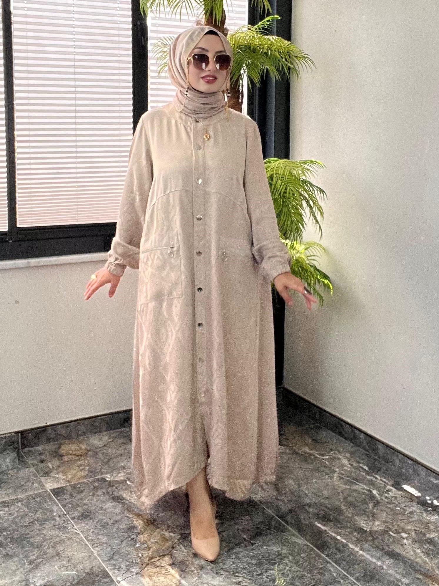 Jakar İpek Saten Kumaş Çıtçıtlı Kap -Taş