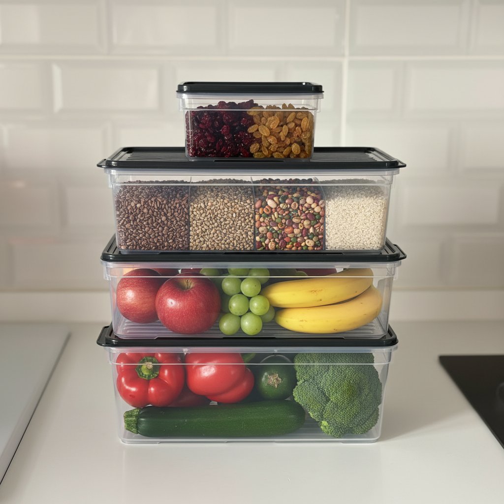 Smart Container 4 Lü Buzdolabı Derin Dondurucu Saklama Kabı Set Antrasit