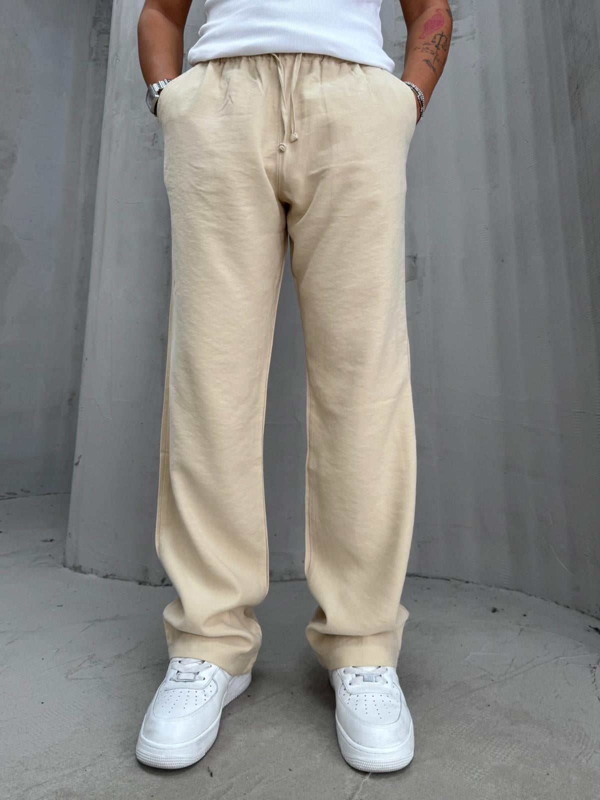 Gabardin Kumaş Pantolon Krem