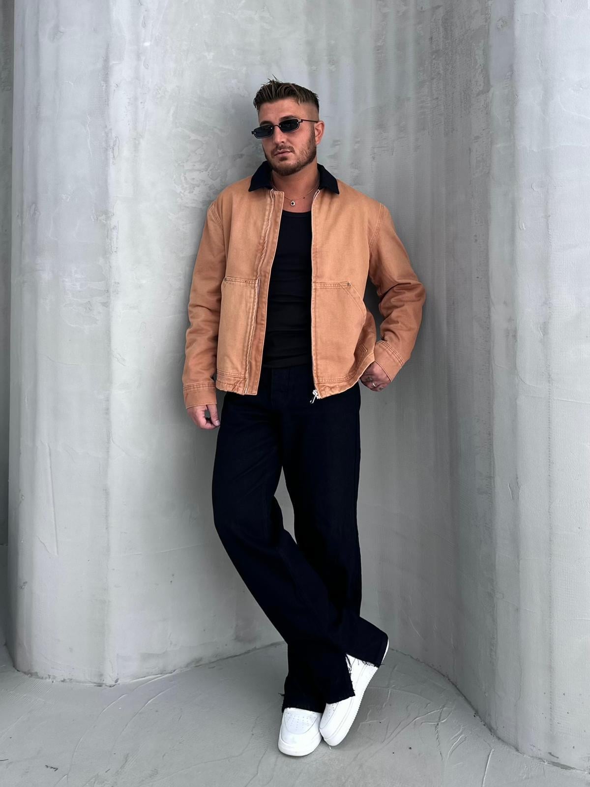 Oversize İçi Kapitone Kot Ceket Tarçın