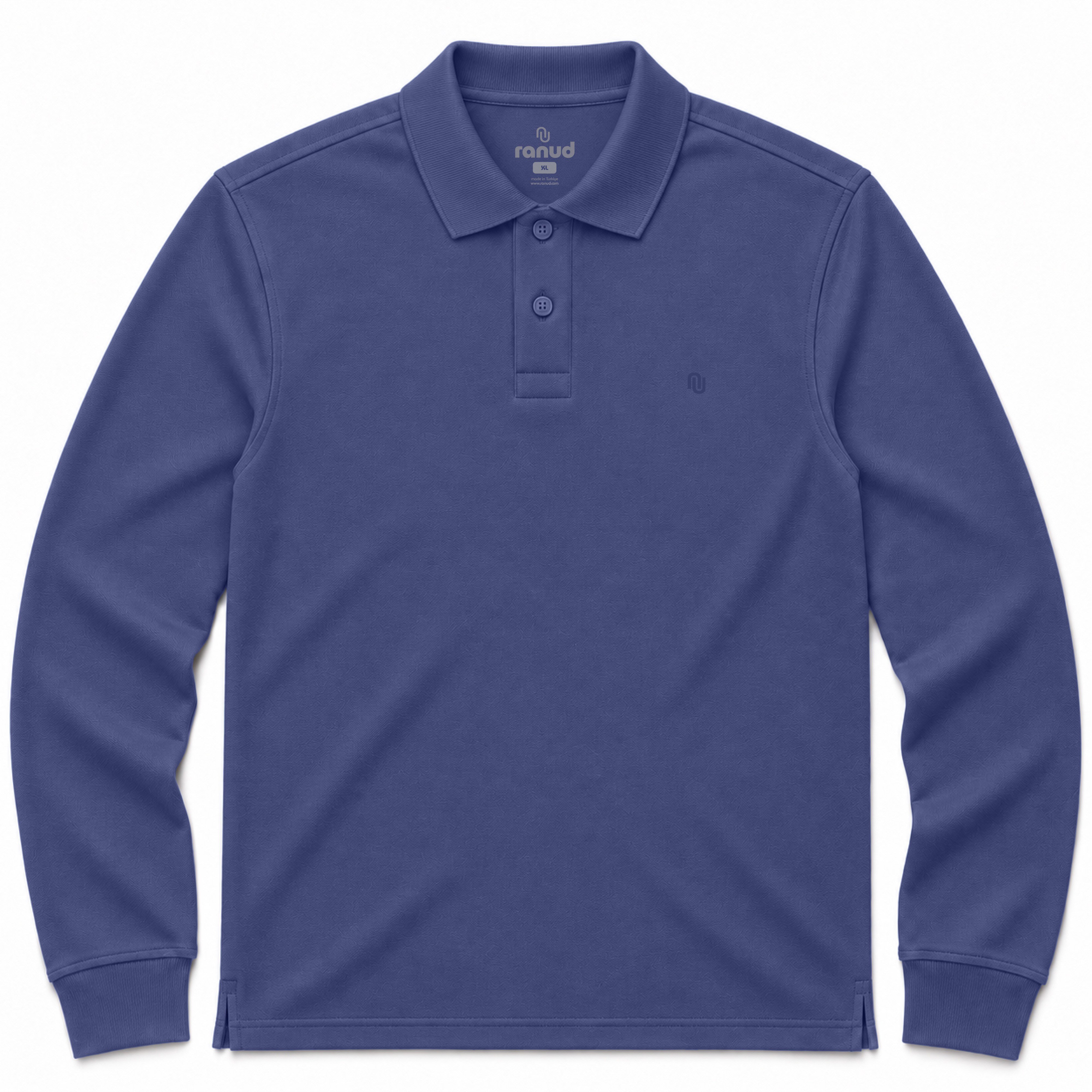 RANUD Erkek Basic Comfort Uzun Kollu Polo Tişört %100 Pamuk