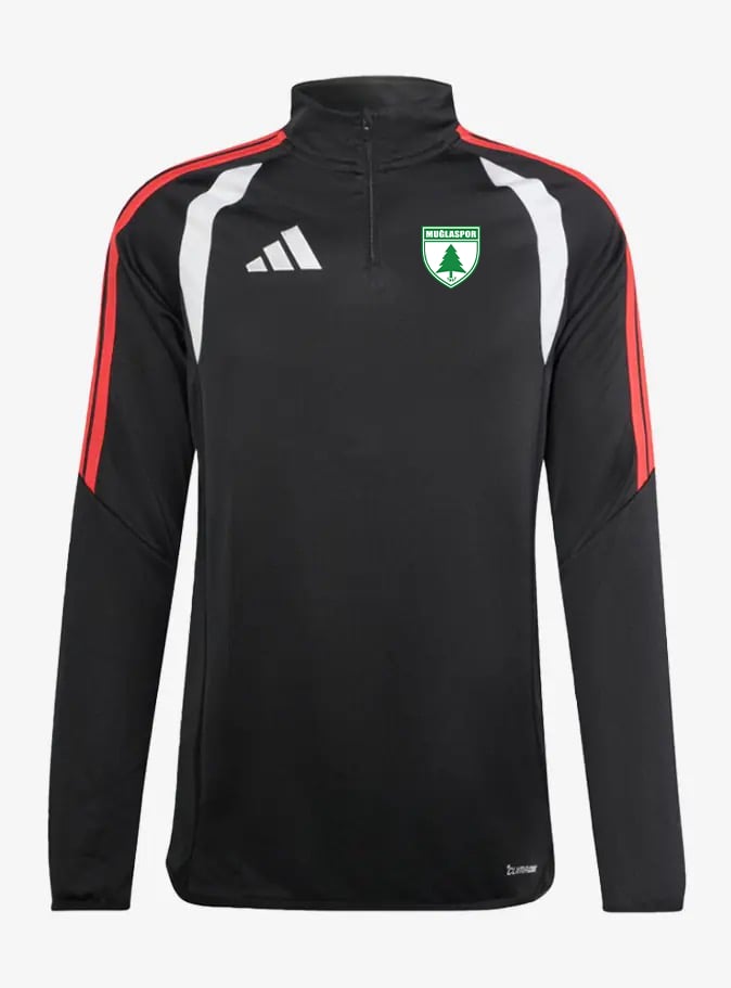 MUĞLASPOR ADİDAS SİYAH KIRMIZI YARIM FERMUAR ANTRENMAN EŞOFMAN ÜSTÜ