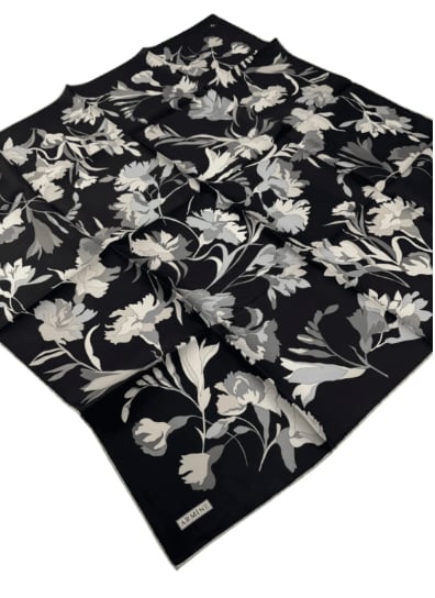 Desenli Saf Ipek Twill Eşarp 9342- 36