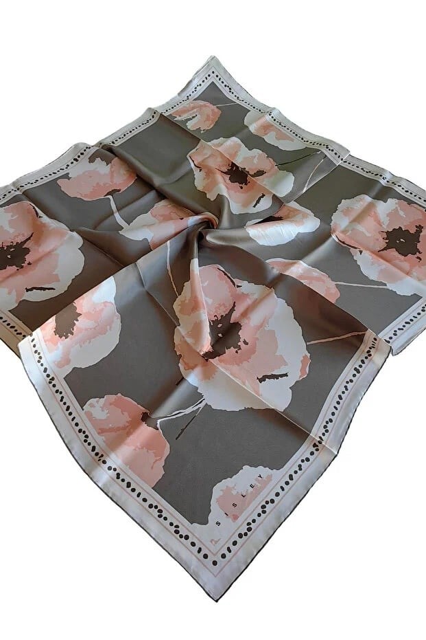 Sisley Twill Saf İpek Eşarp Çiçek Desen 2025