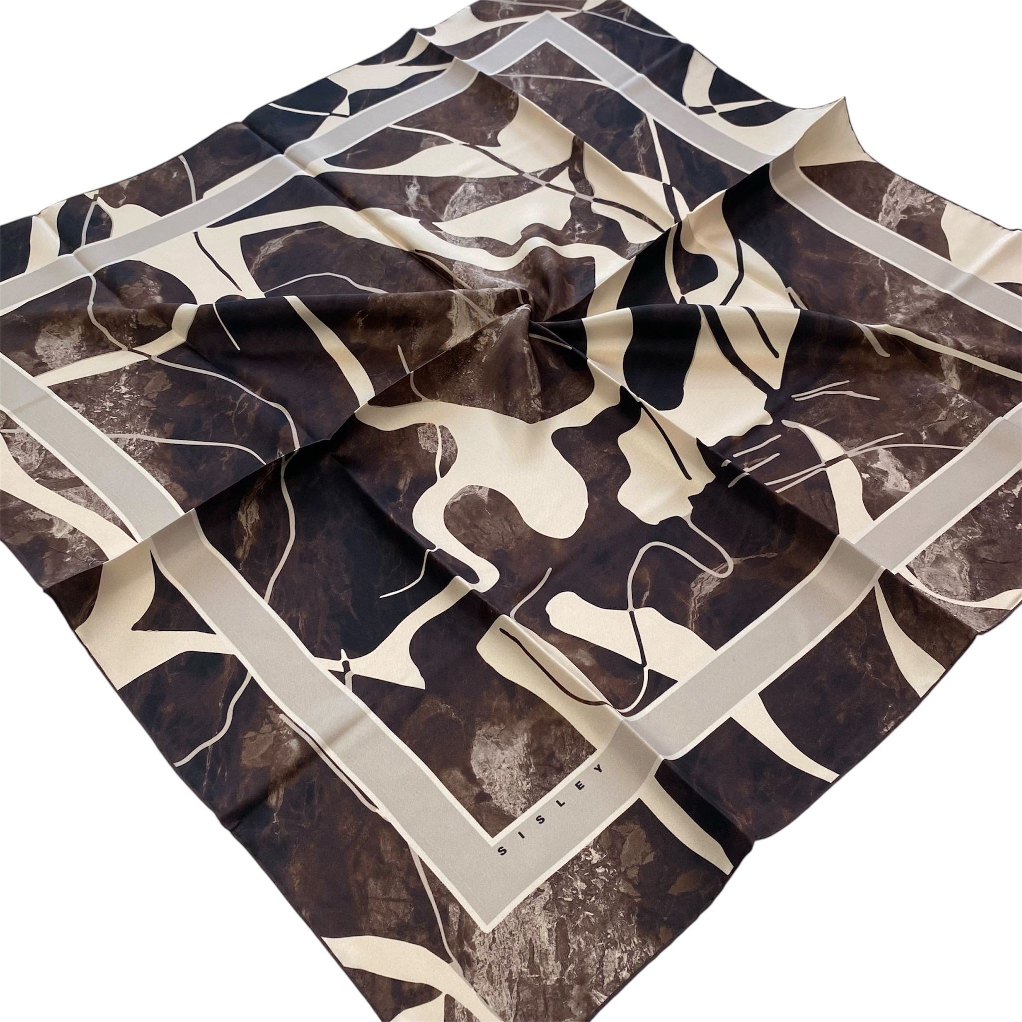 Sisley Twill Saf İpek Eşarp Kahverengi 2031