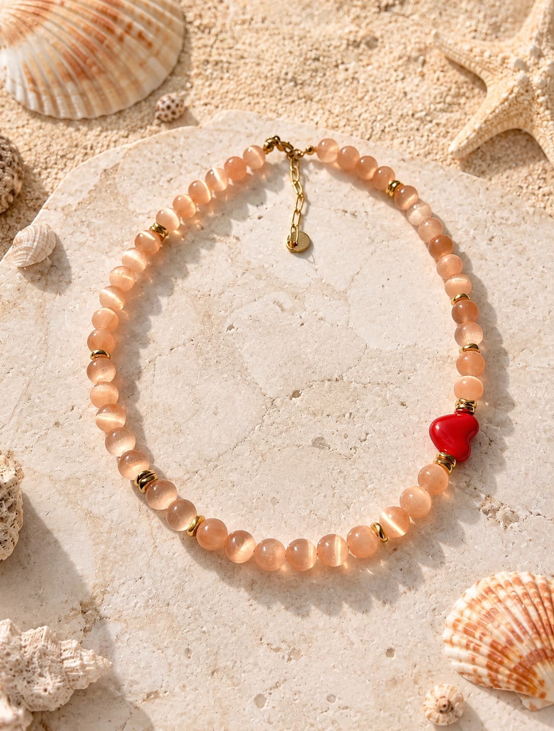 AMORE PEACH - SELENİT KOLYE