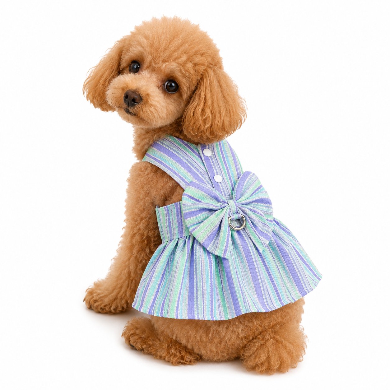 DolcePets Çizgili Fiyonk Elbise/Yeşil