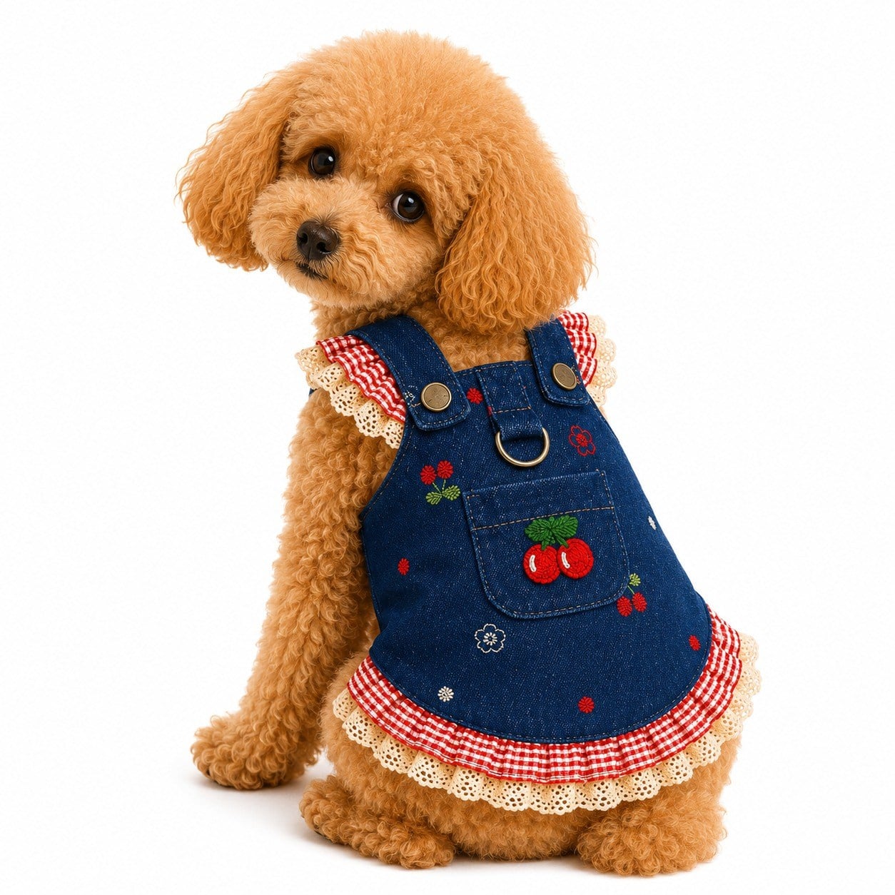 DolcePets Kiraz Desenli Kot Elbise