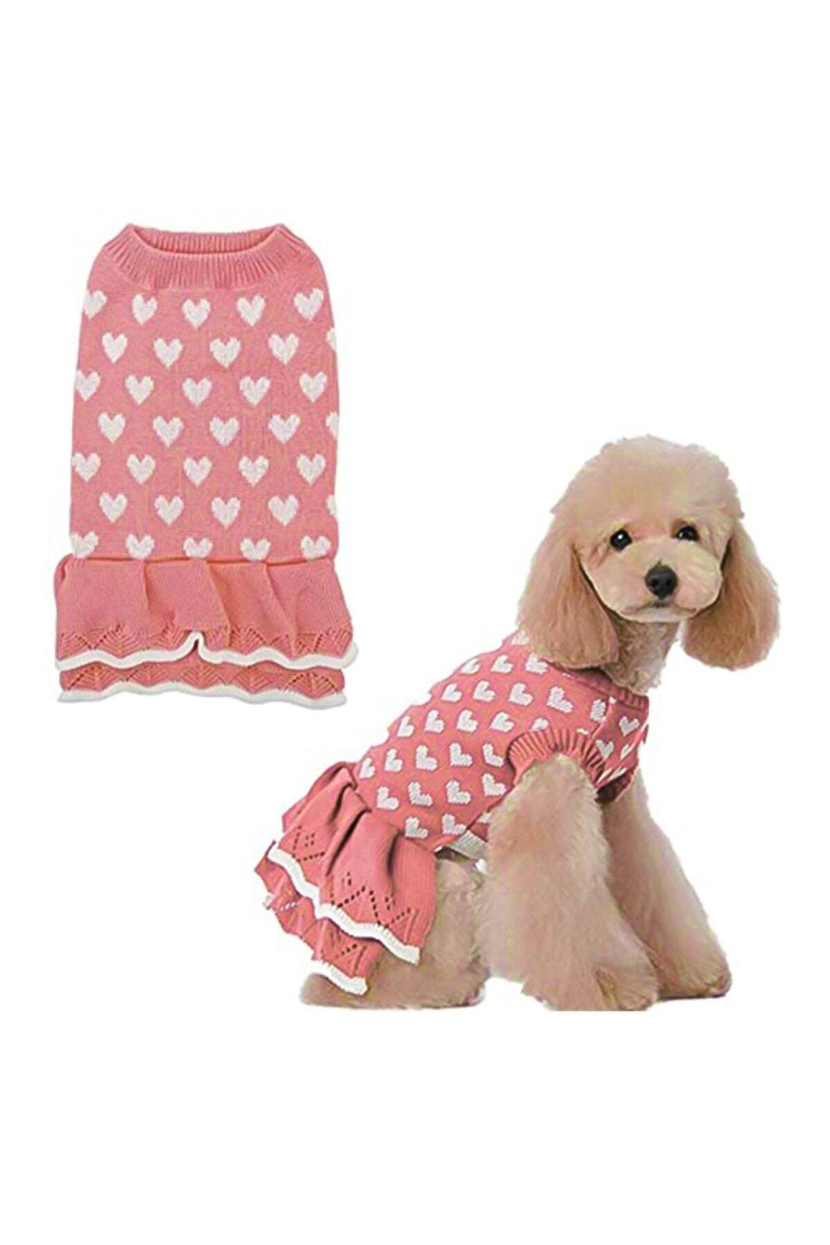 Kedi Köpek Kıyafeti & Elbisesi Pembe Kalpli Elbise Heart Dress