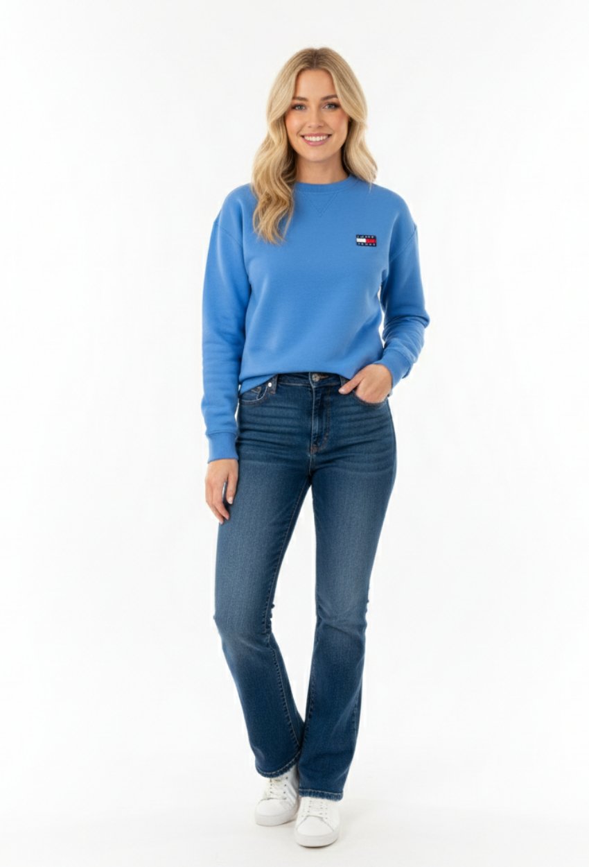 Kadın Basic Şardonlu Sweatshirt Mavi