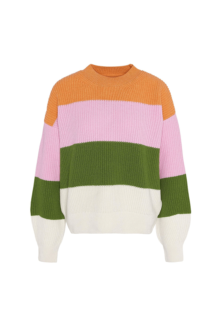 Renk Bloklu Oversize Triko Kazak