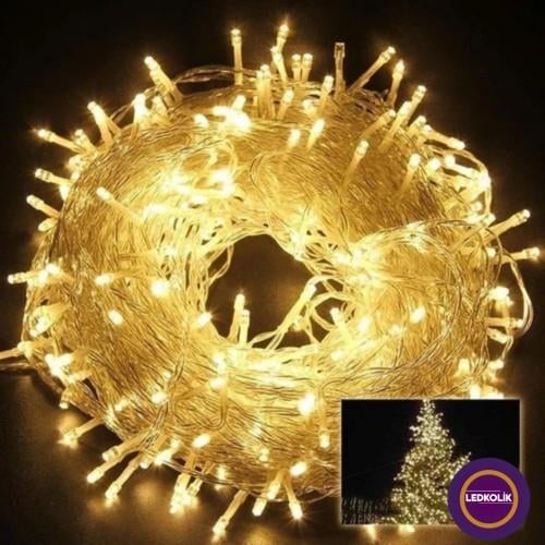 Yılbaşı Aydınlatması 100 LED Perde Hortum Sıcak Beyaz Işık